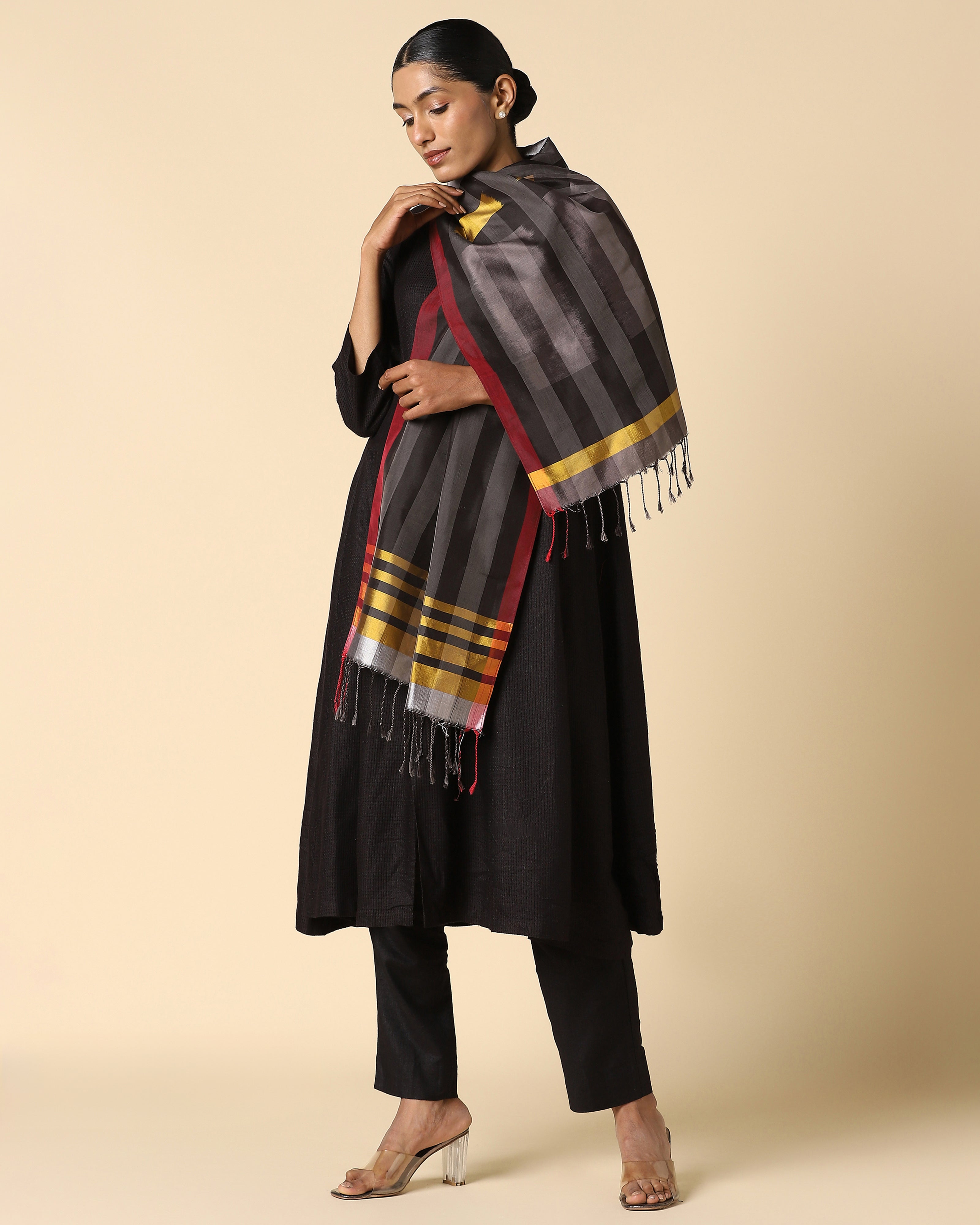 Window Pochampally Weft Ikat Cotton Silk Stole