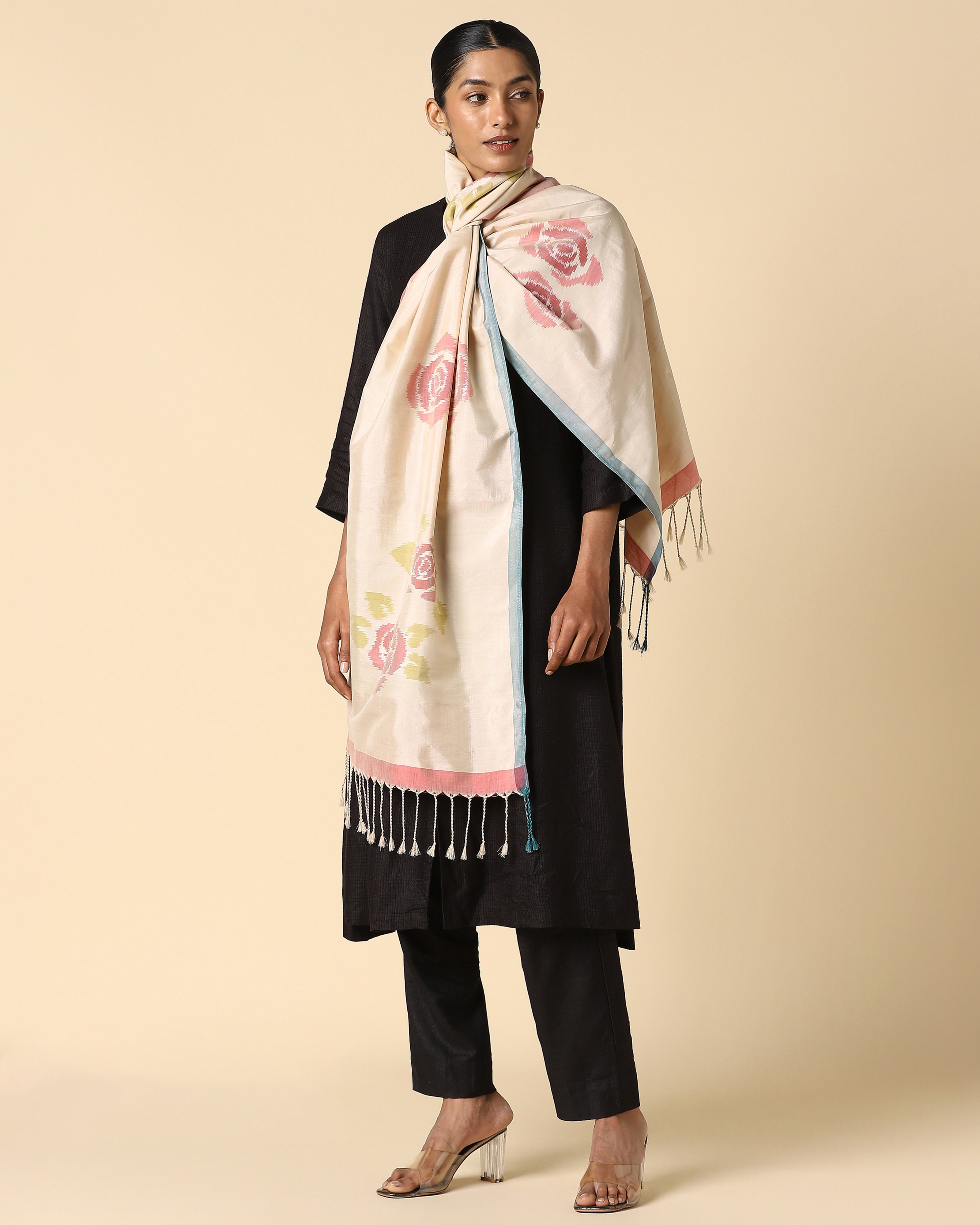 Blossom Pochampally Weft Ikat Cotton Silk Stole