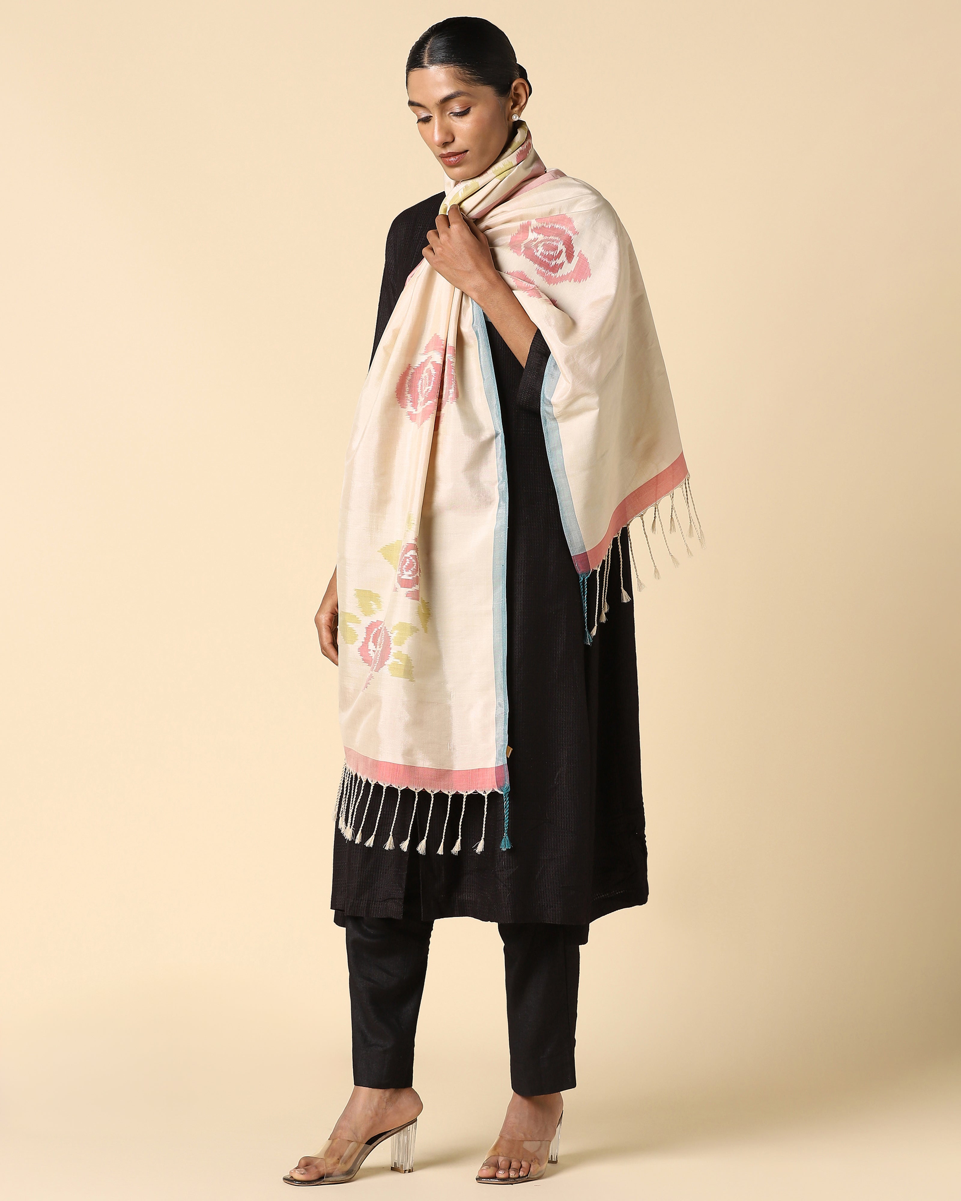 Blossom Pochampally Weft Ikat Cotton Silk Stole