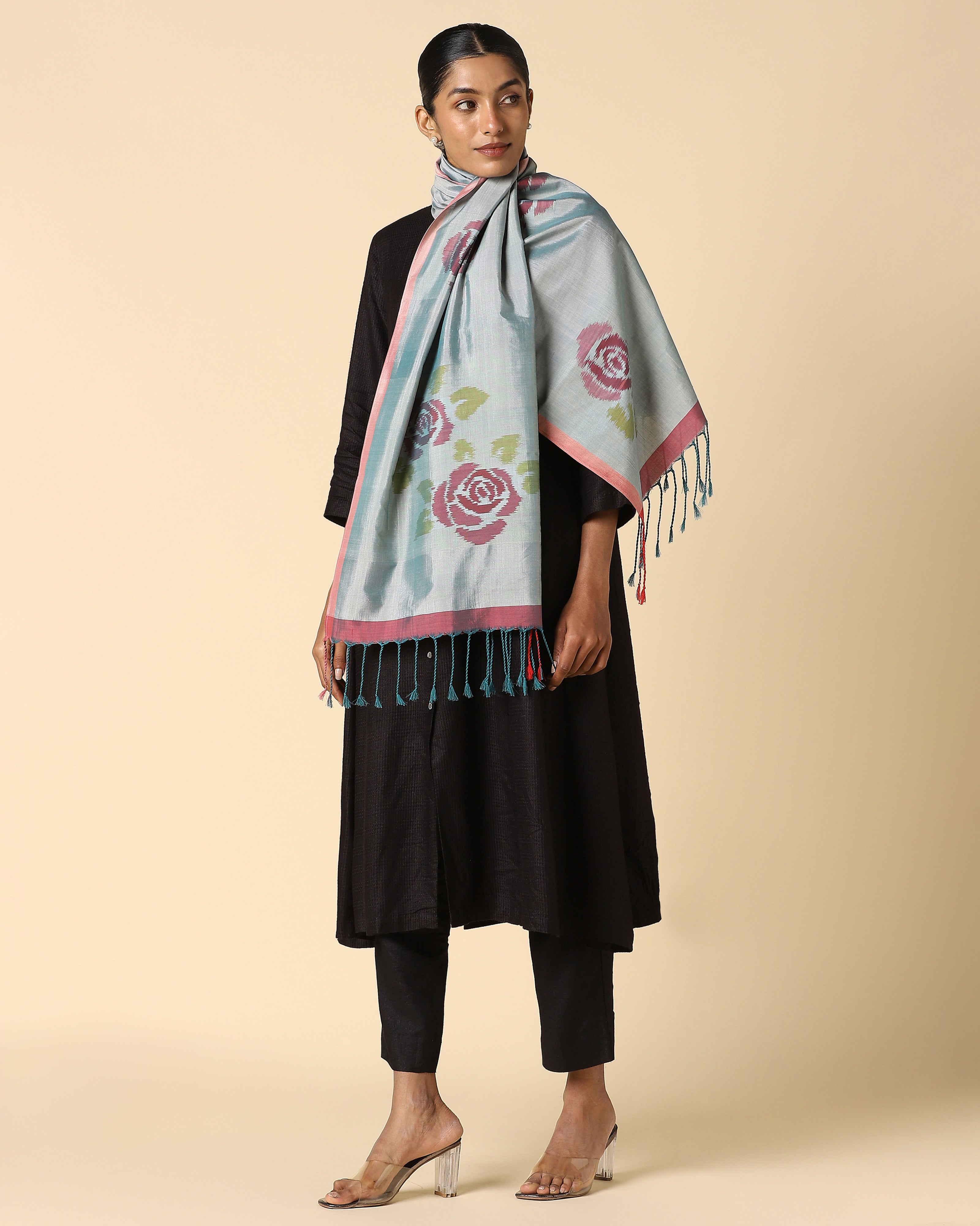 Blossom Pochampally Weft Ikat Cotton Silk Stole