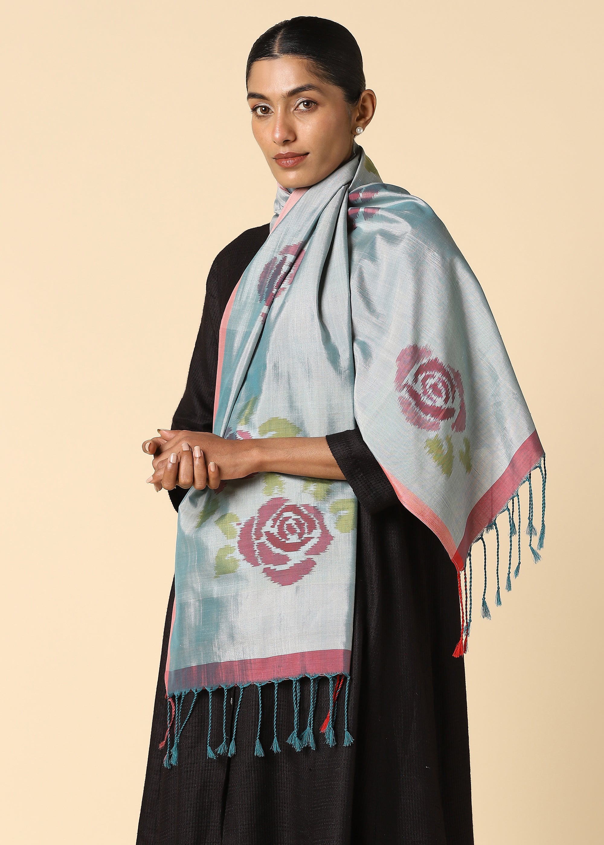 Blossom Pochampally Weft Ikat Cotton Silk Stole