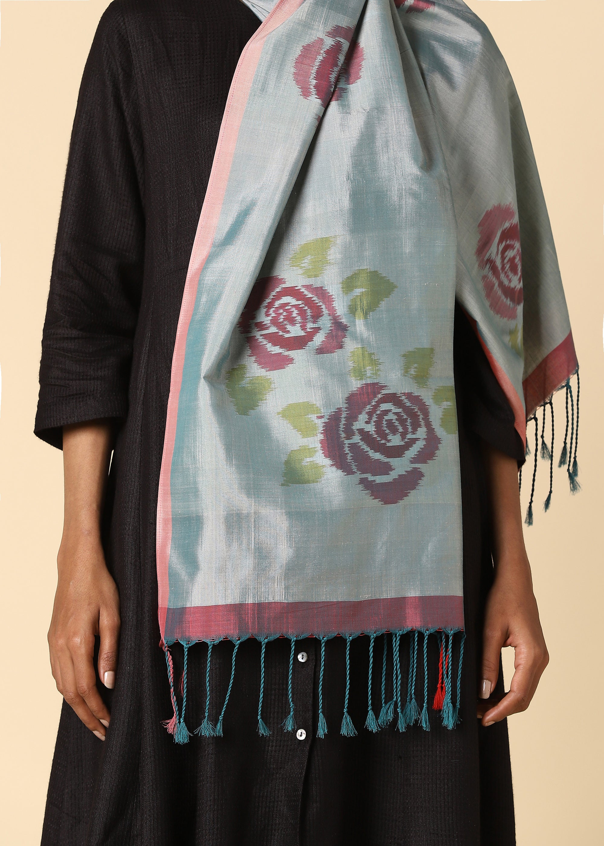Blossom Pochampally Weft Ikat Cotton Silk Stole