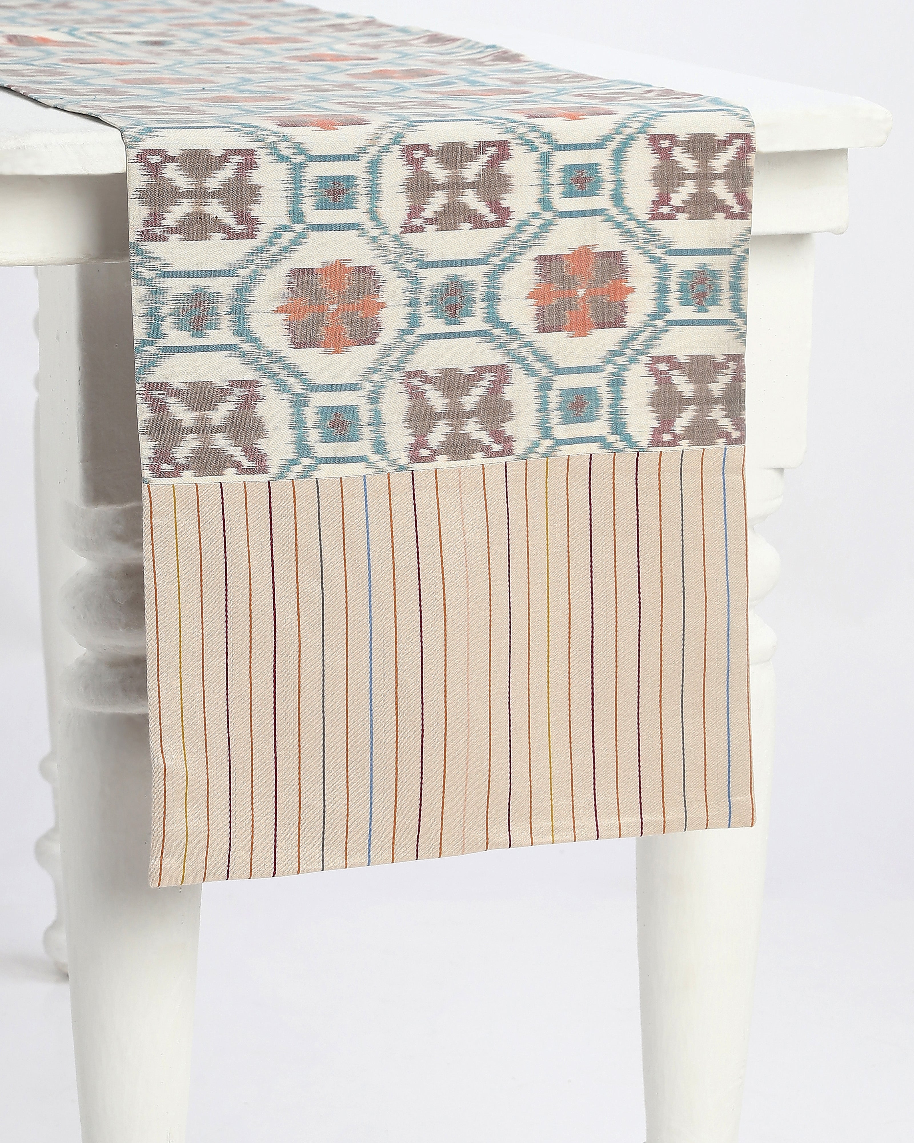 Joti Pochampally Weft Ikat Cotton Silk Table Runner