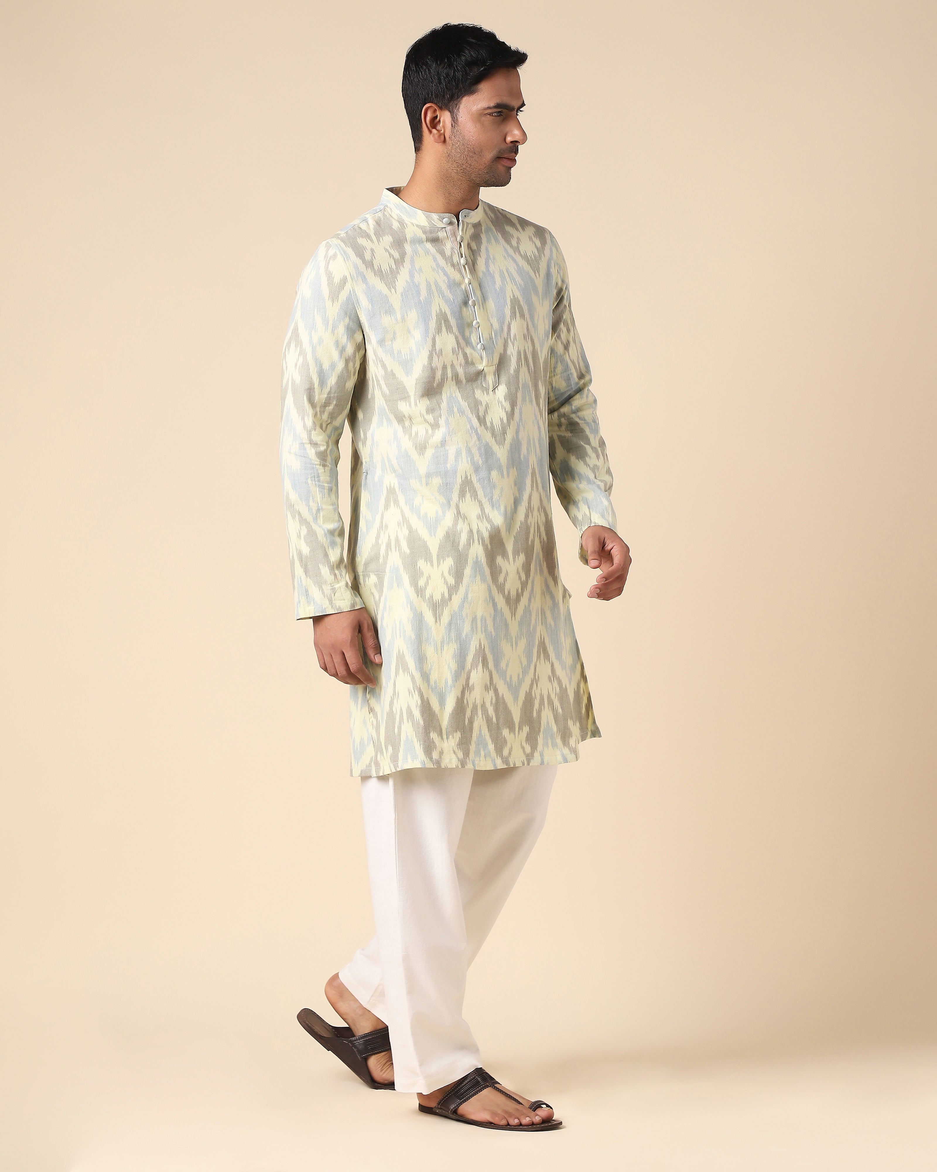 Soram Pochampally Warp Ikat Silk Cotton Men's Kurta