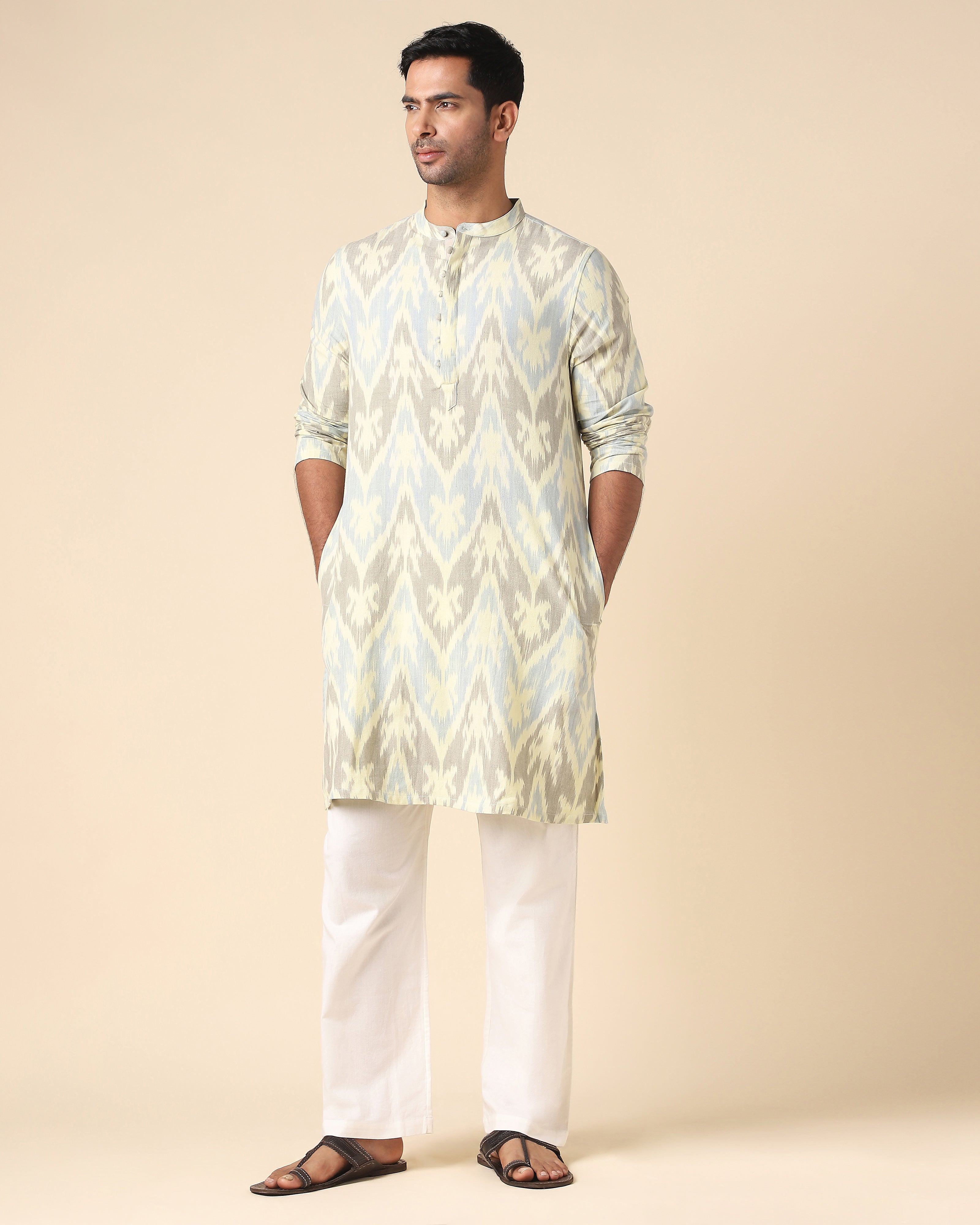 Soram Pochampally Warp Ikat Silk Cotton Men's Kurta