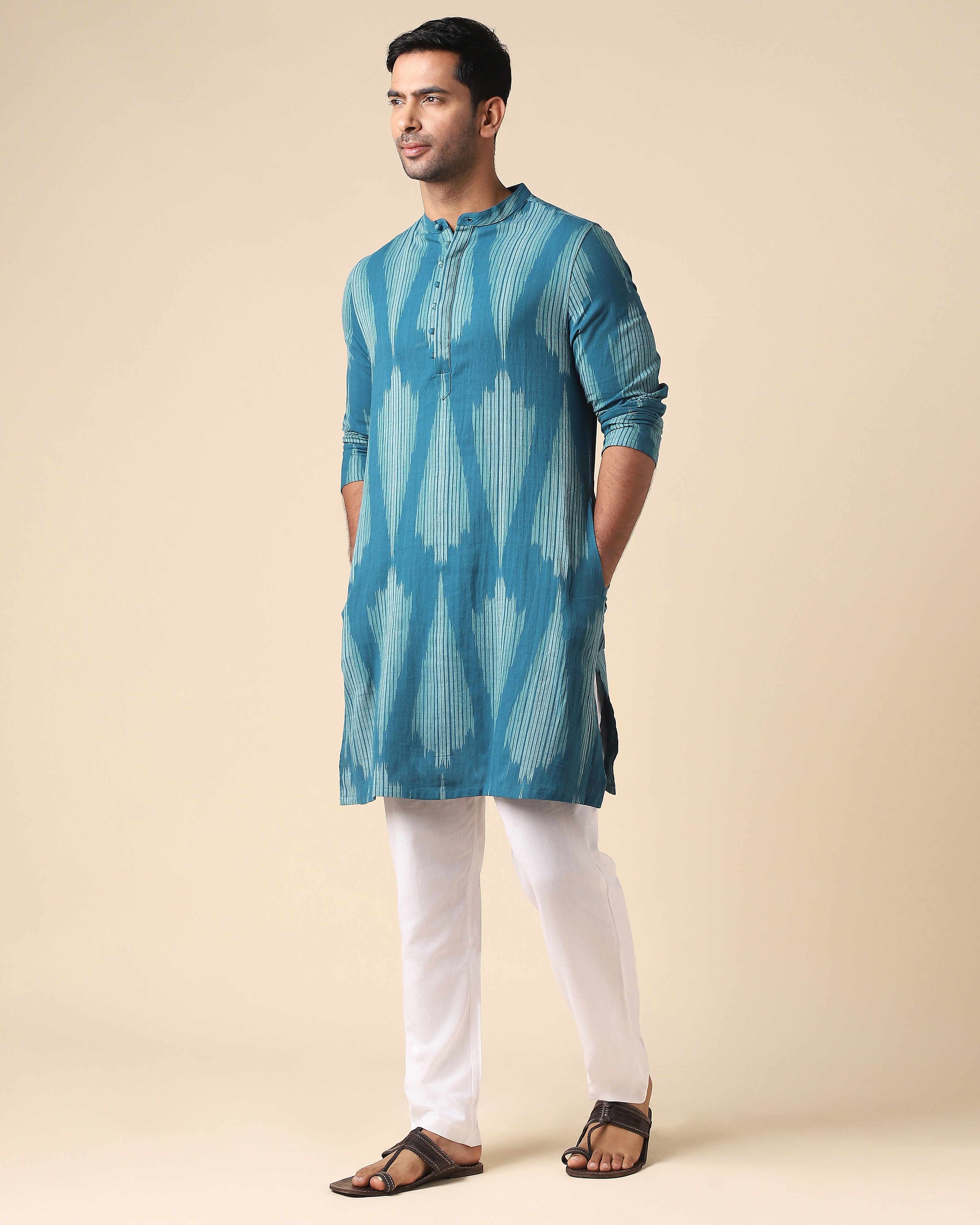 Param Pochampally Weft Ikat Cotton Men's Kurta