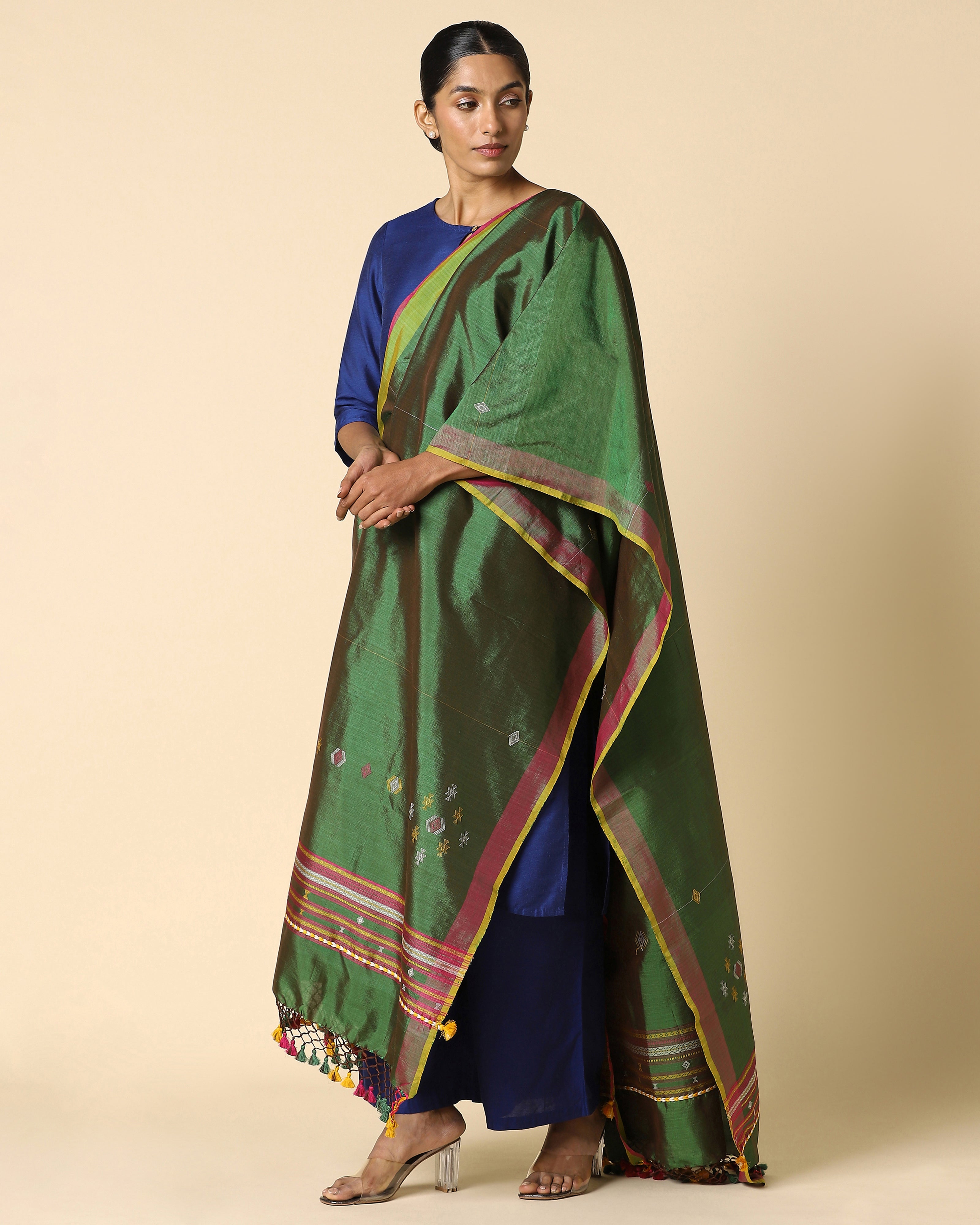 Dakshi Bhujodi Extra Weft Cotton Silk Dupatta