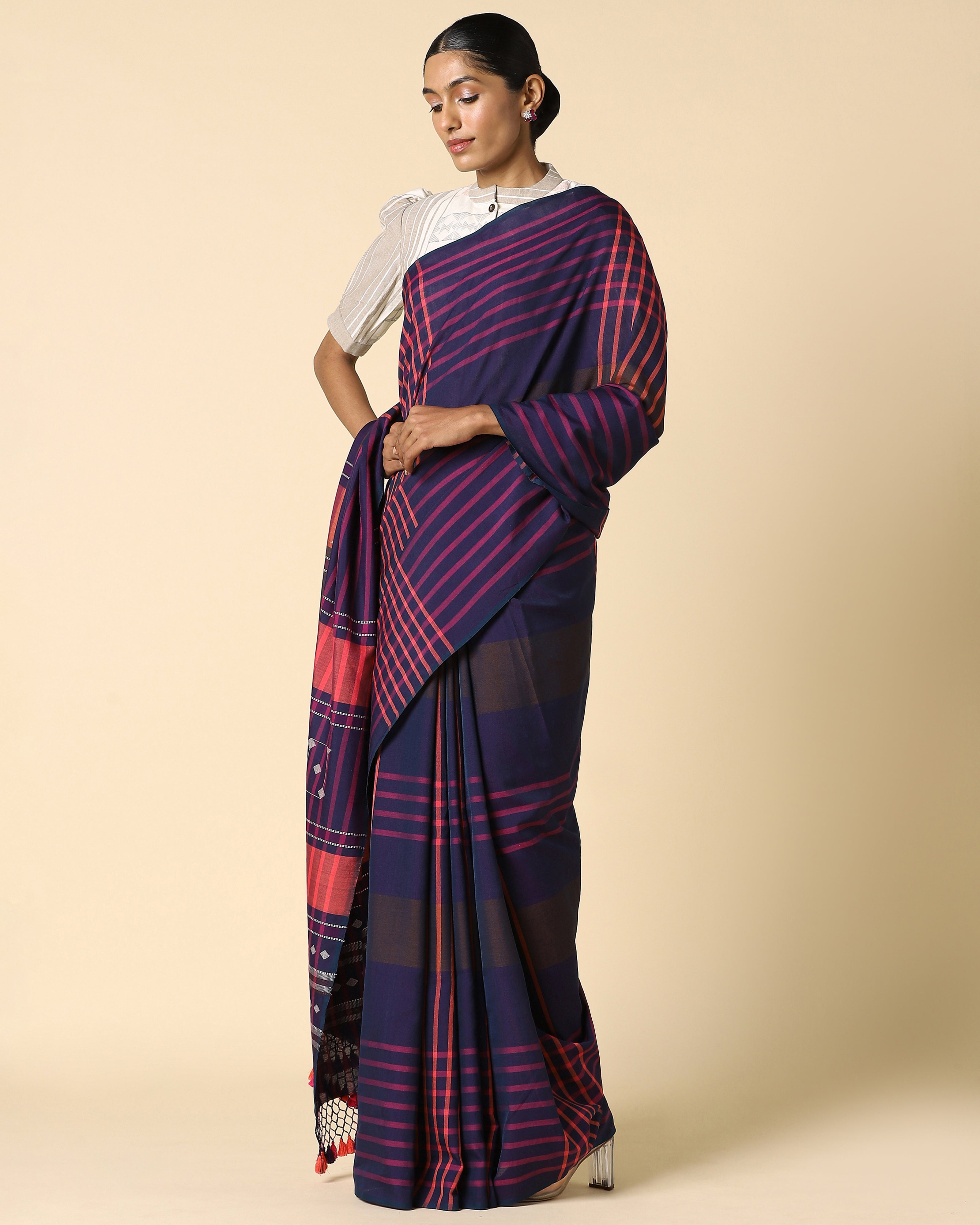 Chaupar Bhujodi Extra Weft Cotton Saree