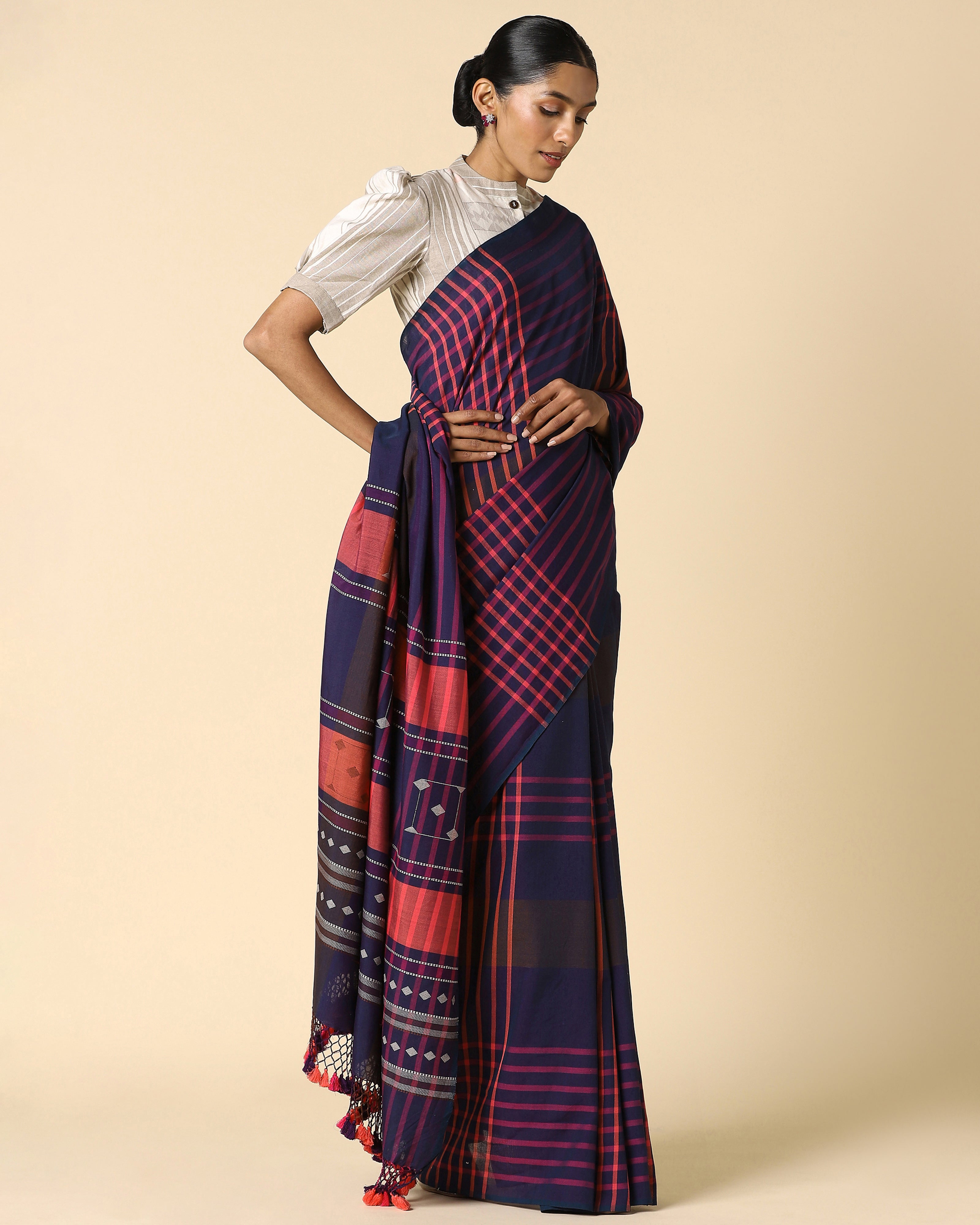 Chaupar Bhujodi Extra Weft Cotton Saree