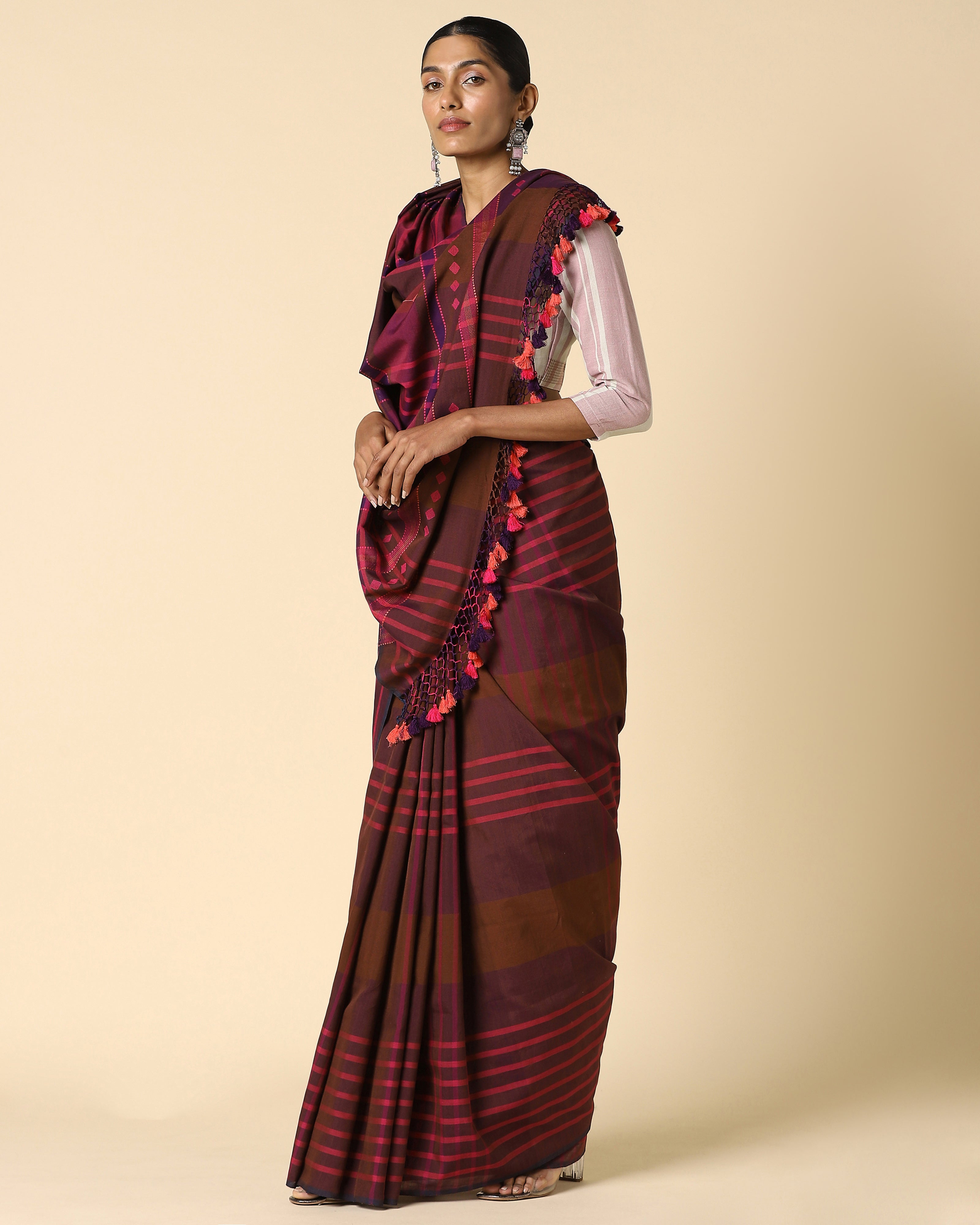 Chaupar Bhujodi Extra Weft Cotton Saree