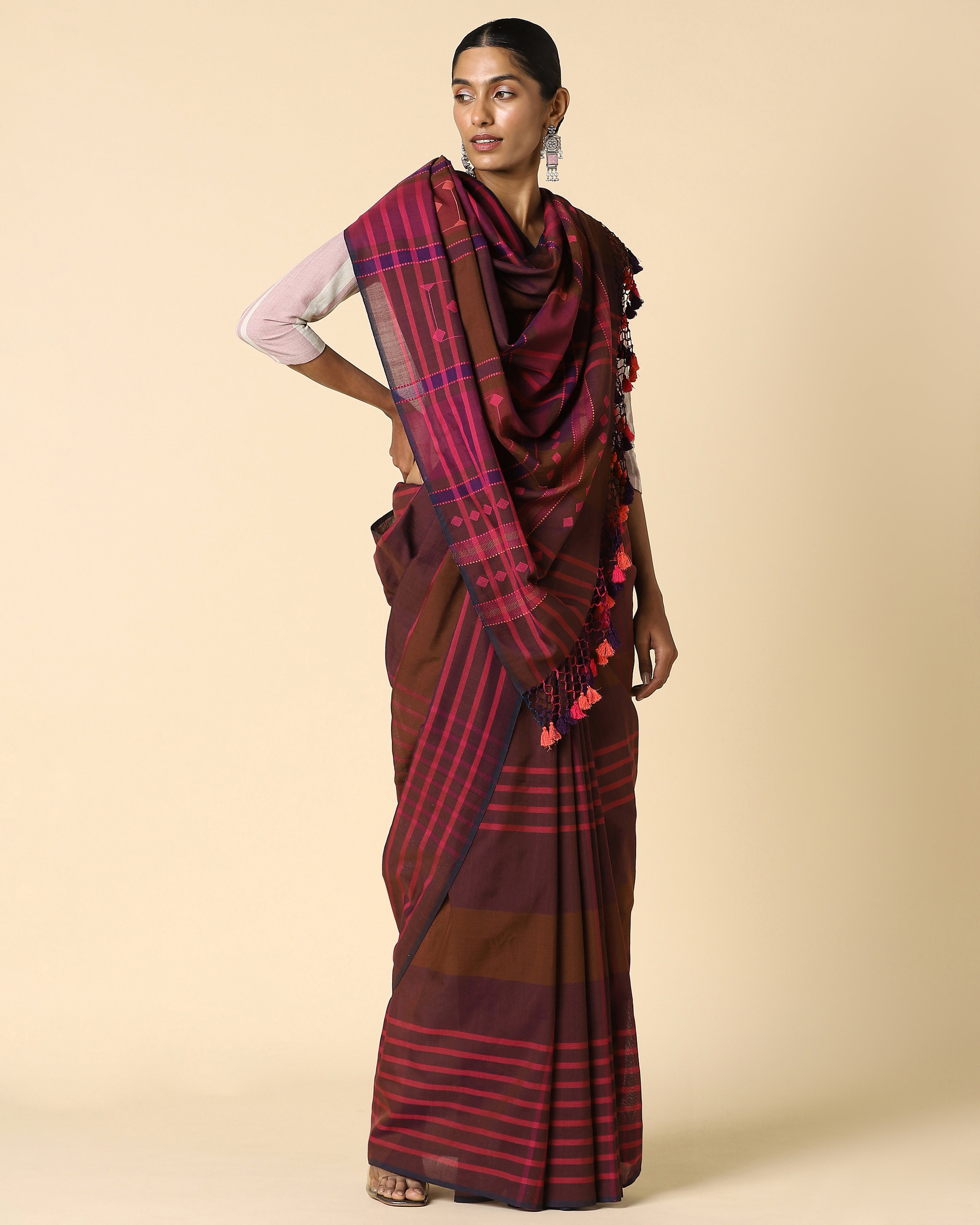 Chaupar Bhujodi Extra Weft Cotton Saree