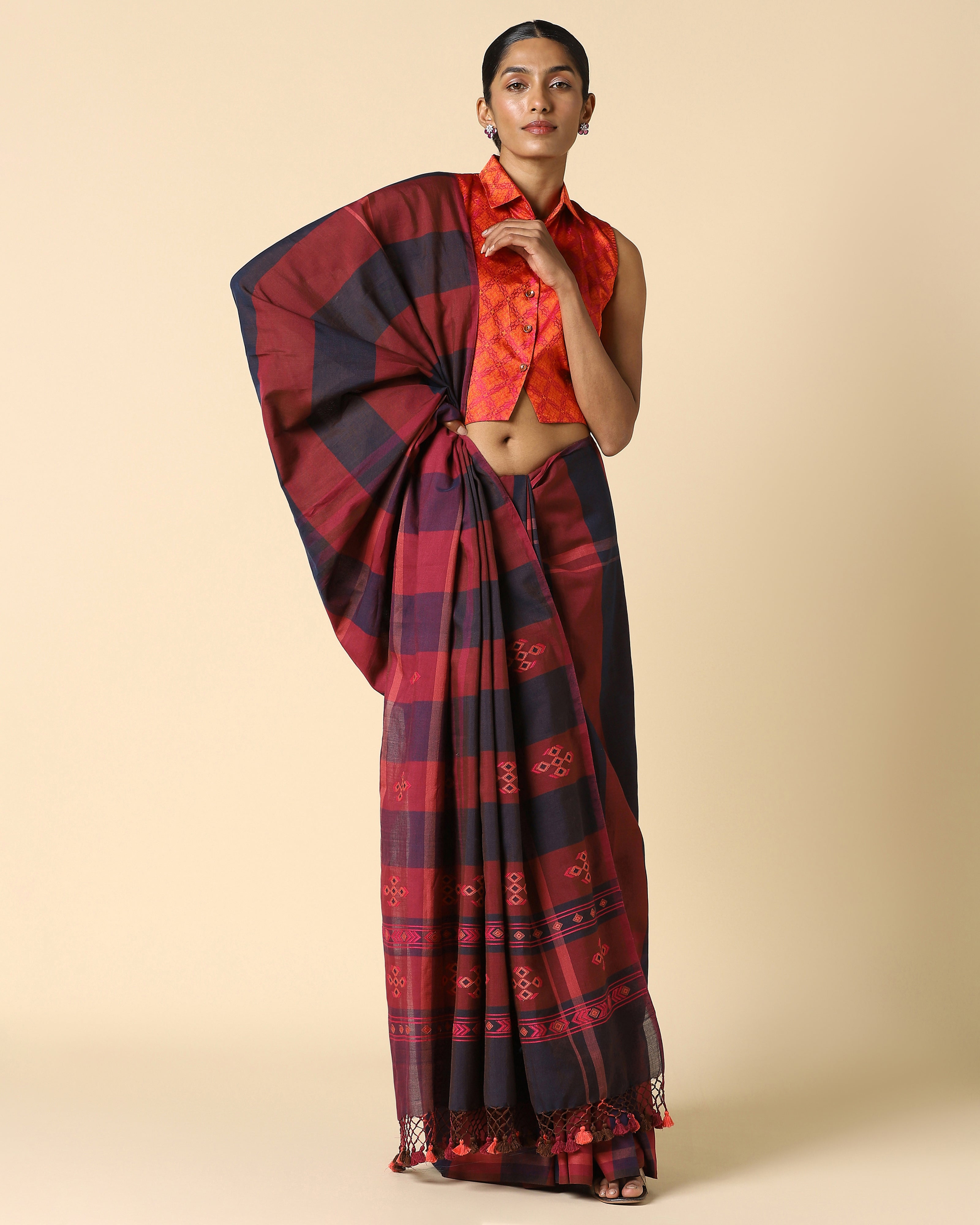 Maitri Bhujodi Extra Weft Cotton Saree