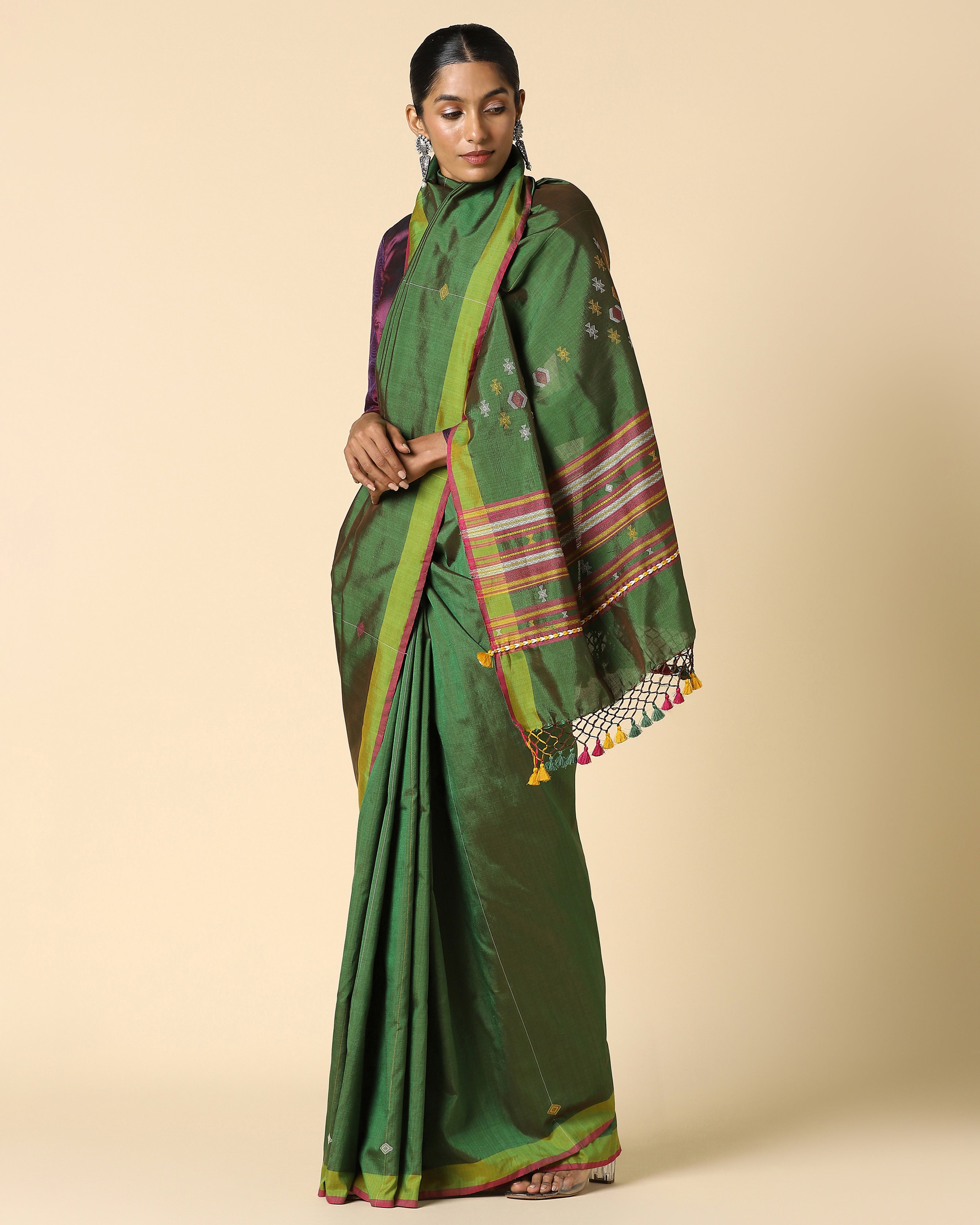 Dakshi Bhujodi Extra Weft Cotton Silk Saree