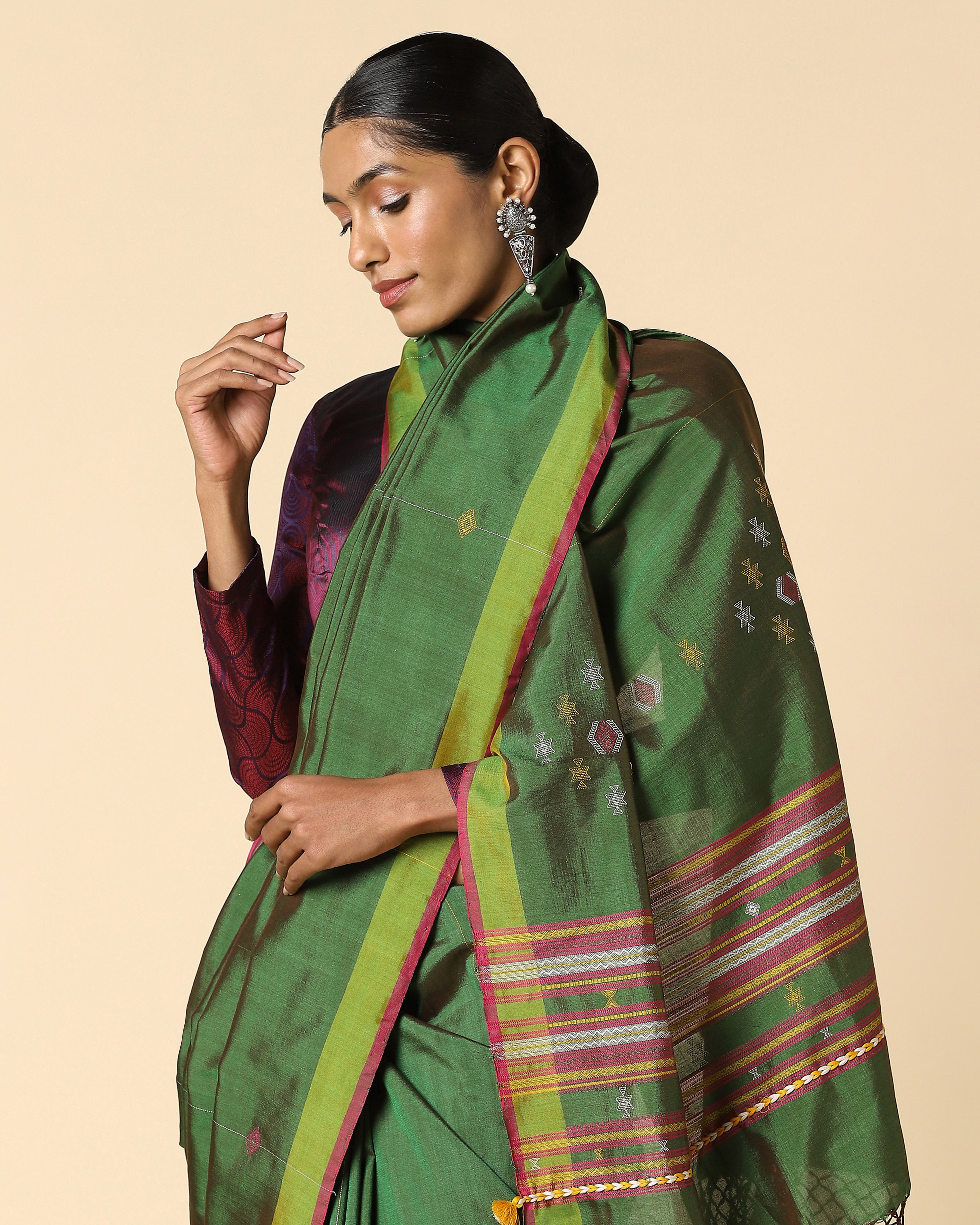 Dakshi Bhujodi Extra Weft Cotton Silk Saree