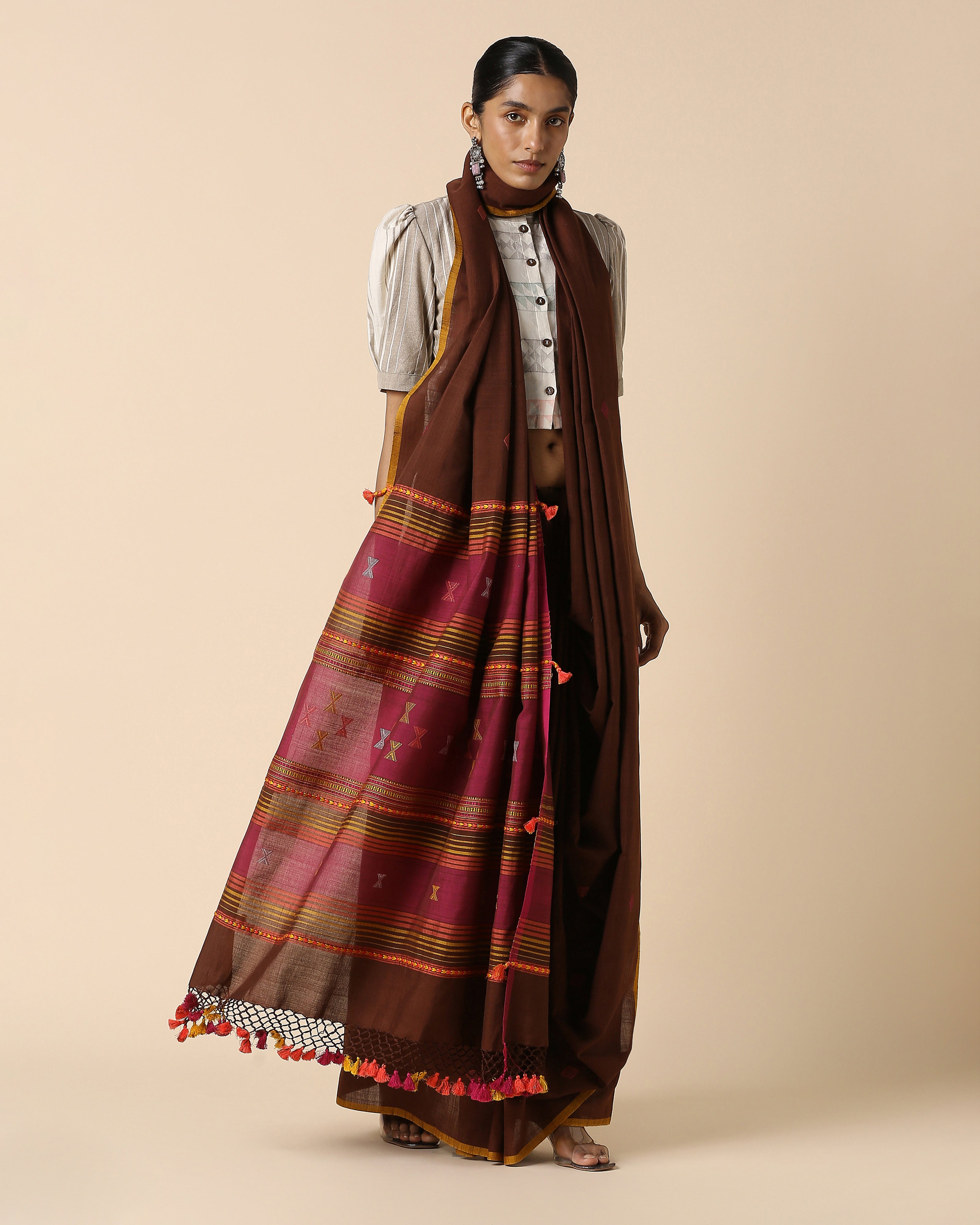 Mahir Bhujodi Extra Weft Cotton Saree