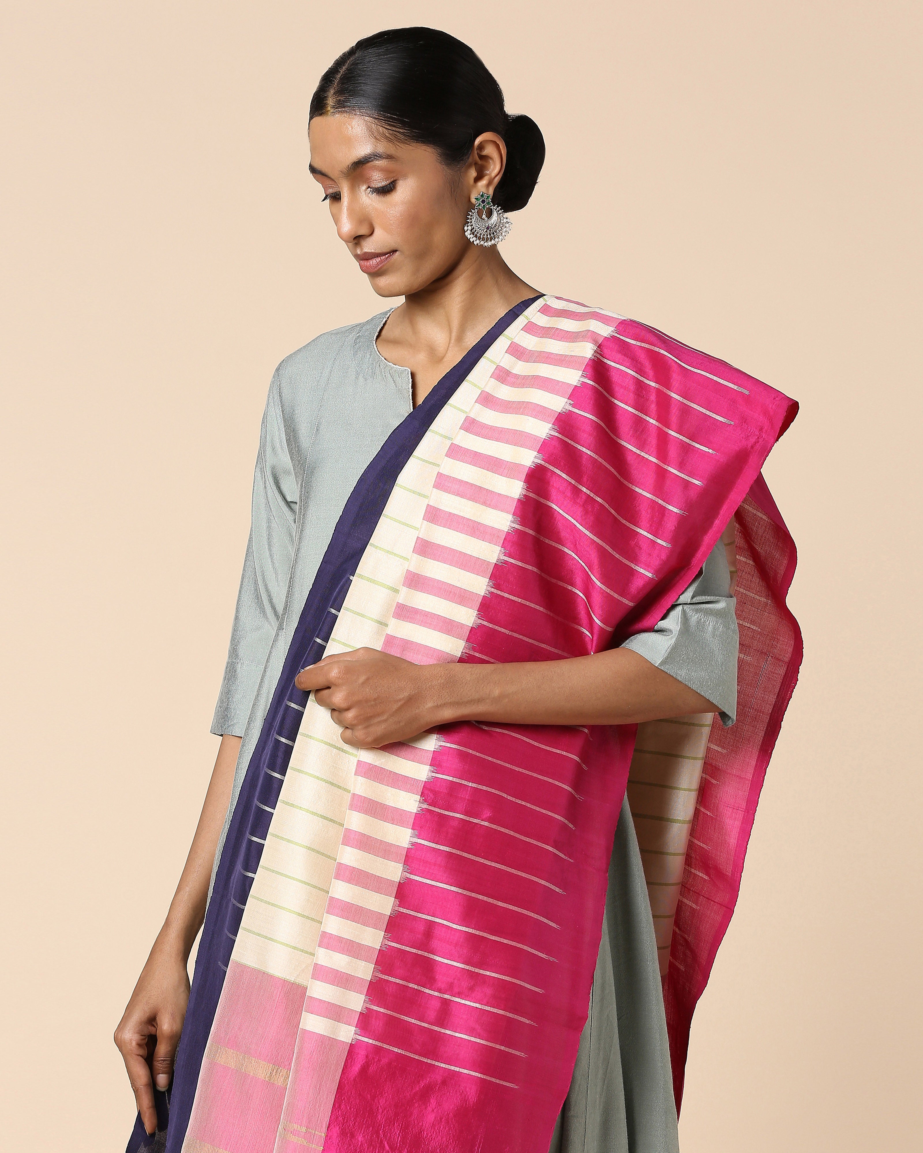 Averie Pochampally Weft Ikat Cotton Silk Dupatta