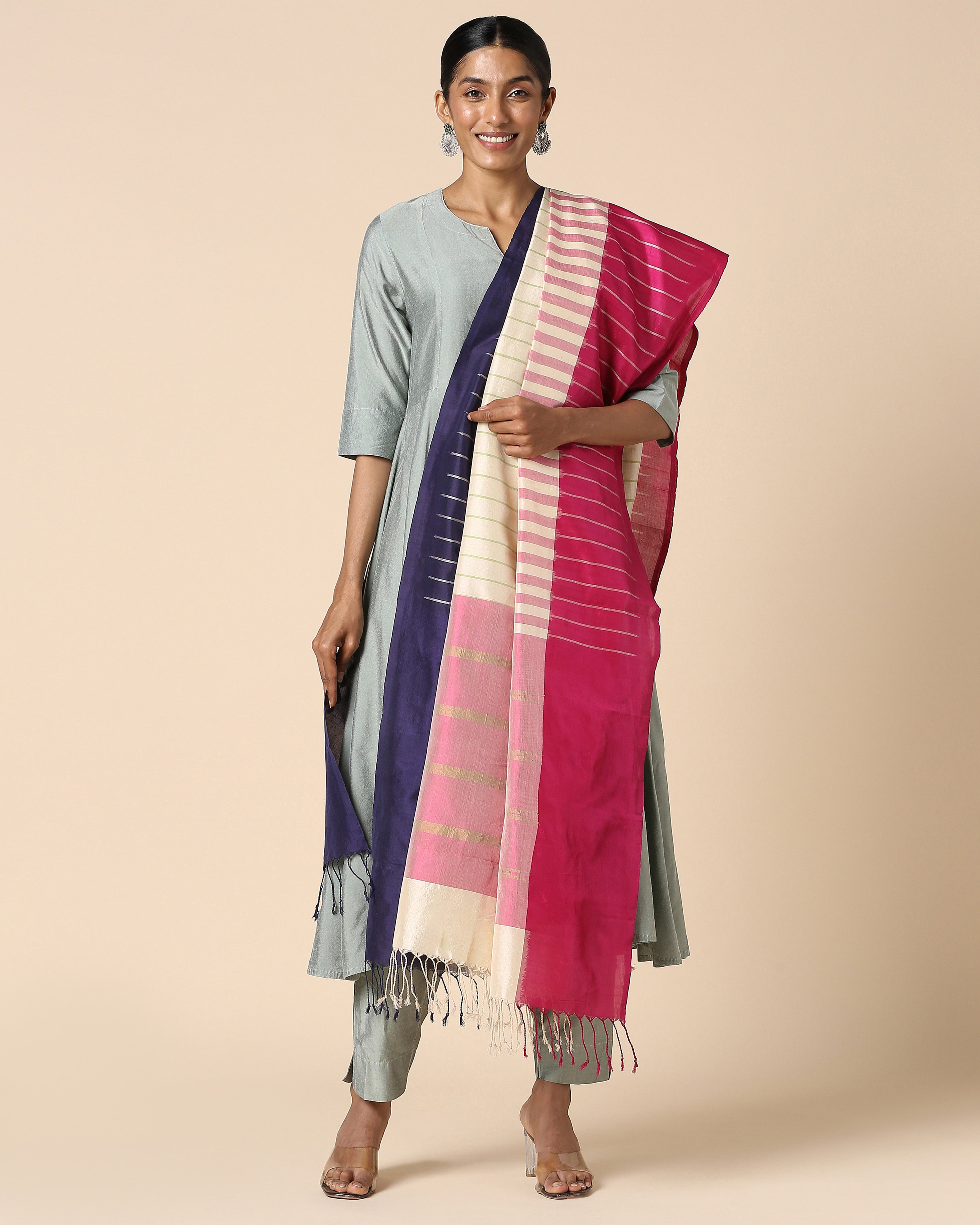 Averie Pochampally Weft Ikat Cotton Silk Dupatta