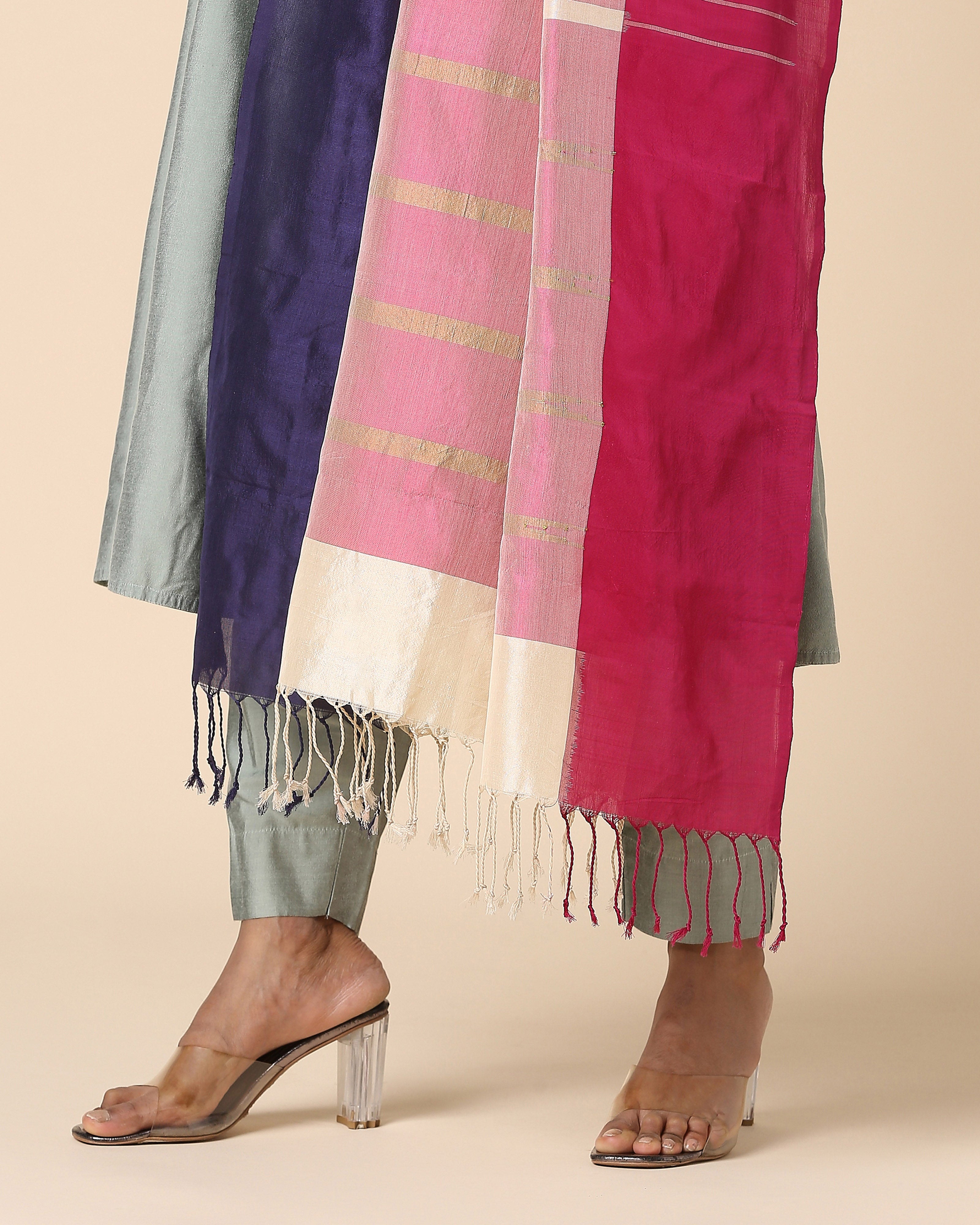 Averie Pochampally Weft Ikat Cotton Silk Dupatta