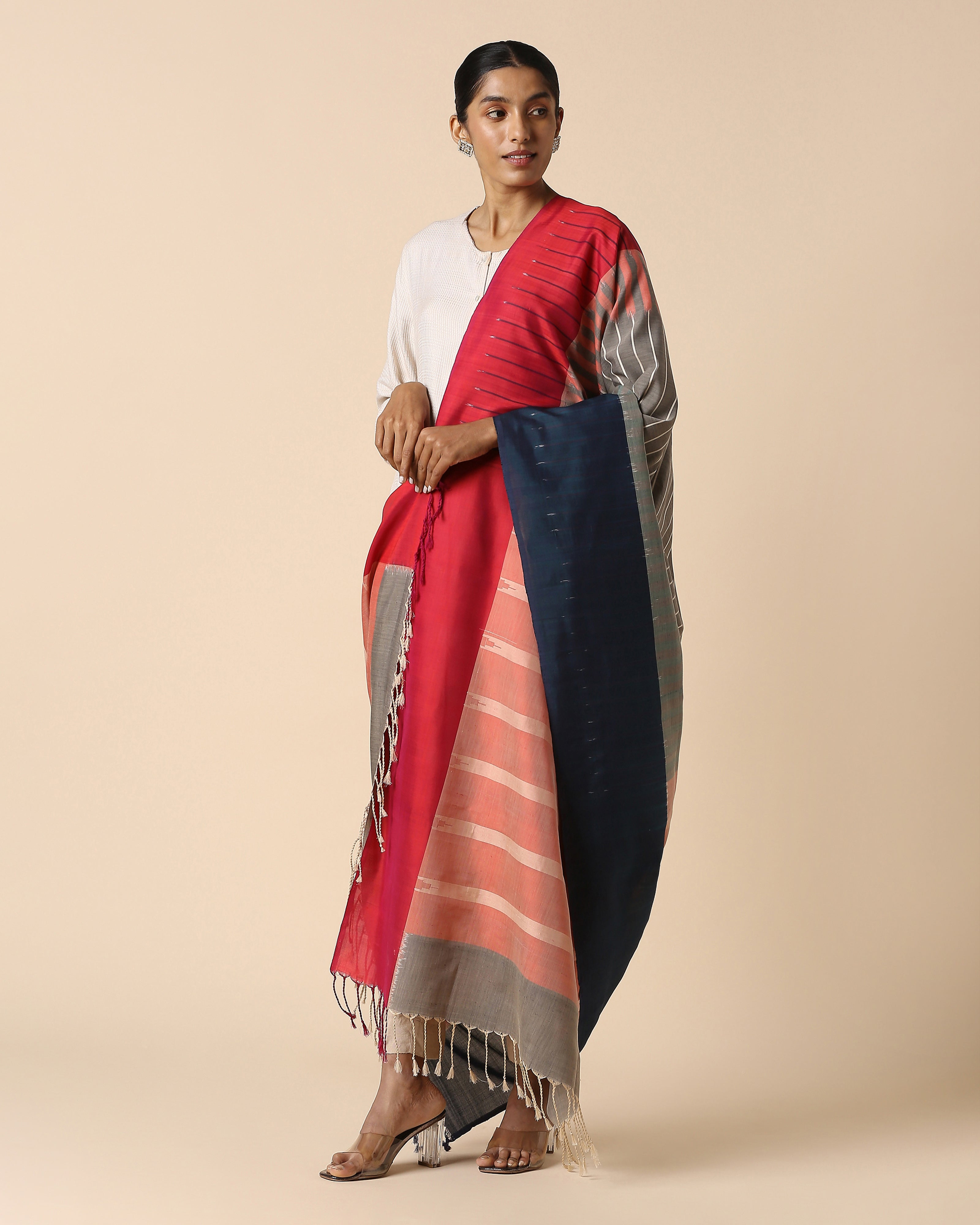 Averie Pochampally Weft Ikat Cotton Silk Dupatta