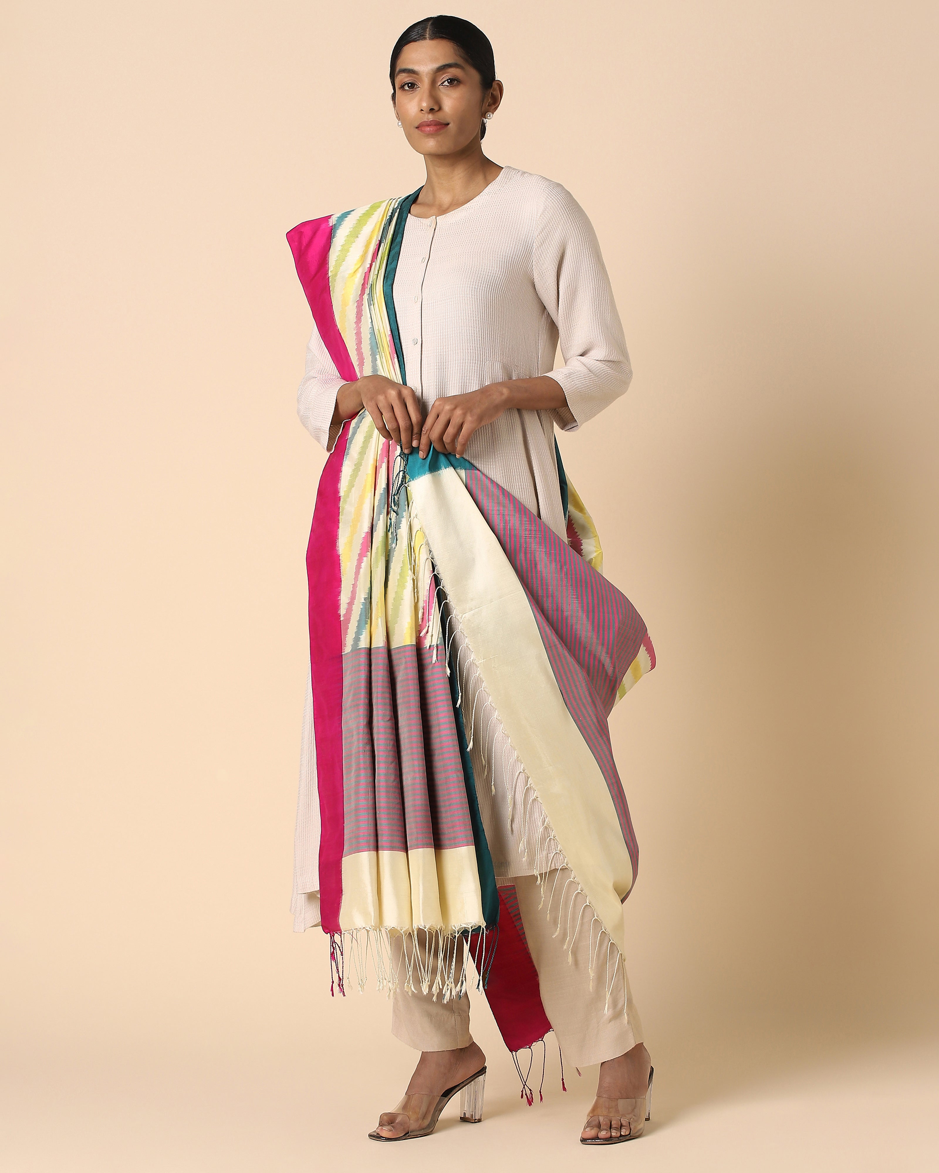 Davina Pochampally Weft Ikat Silk Dupatta