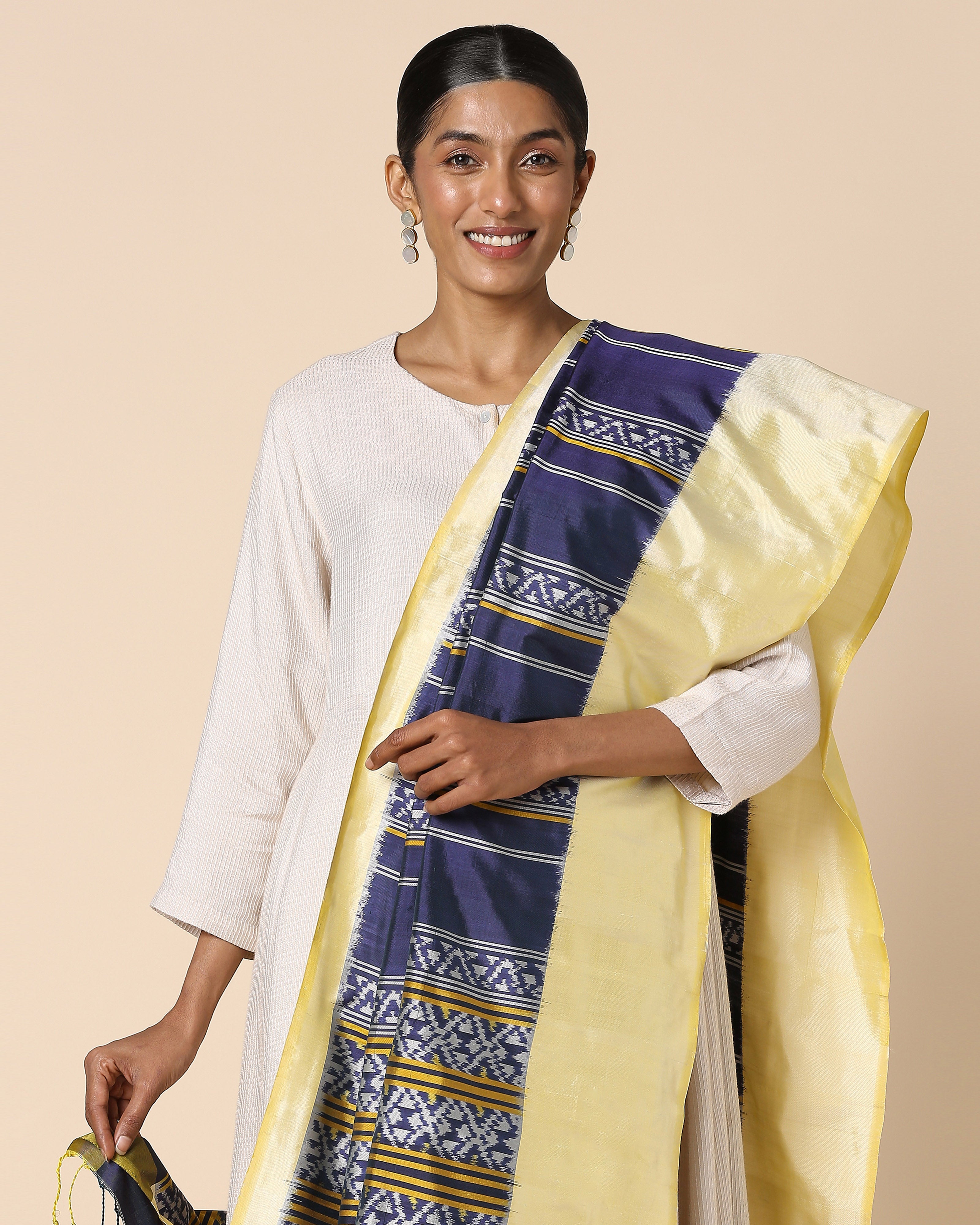 Ezri Pochampally Weft Ikat Silk Dupatta