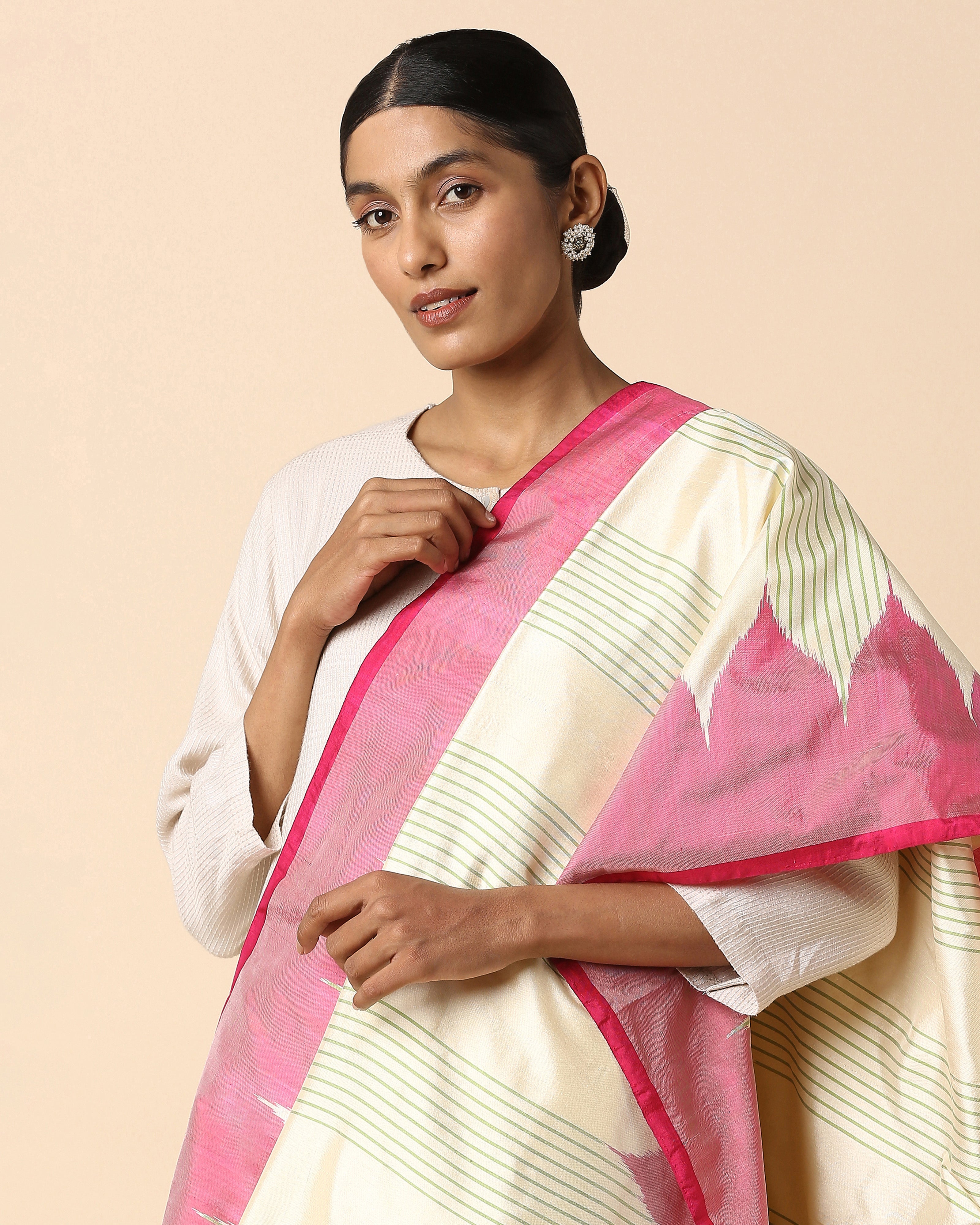 Mumtaz Pochampally Weft Ikat Silk Dupatta