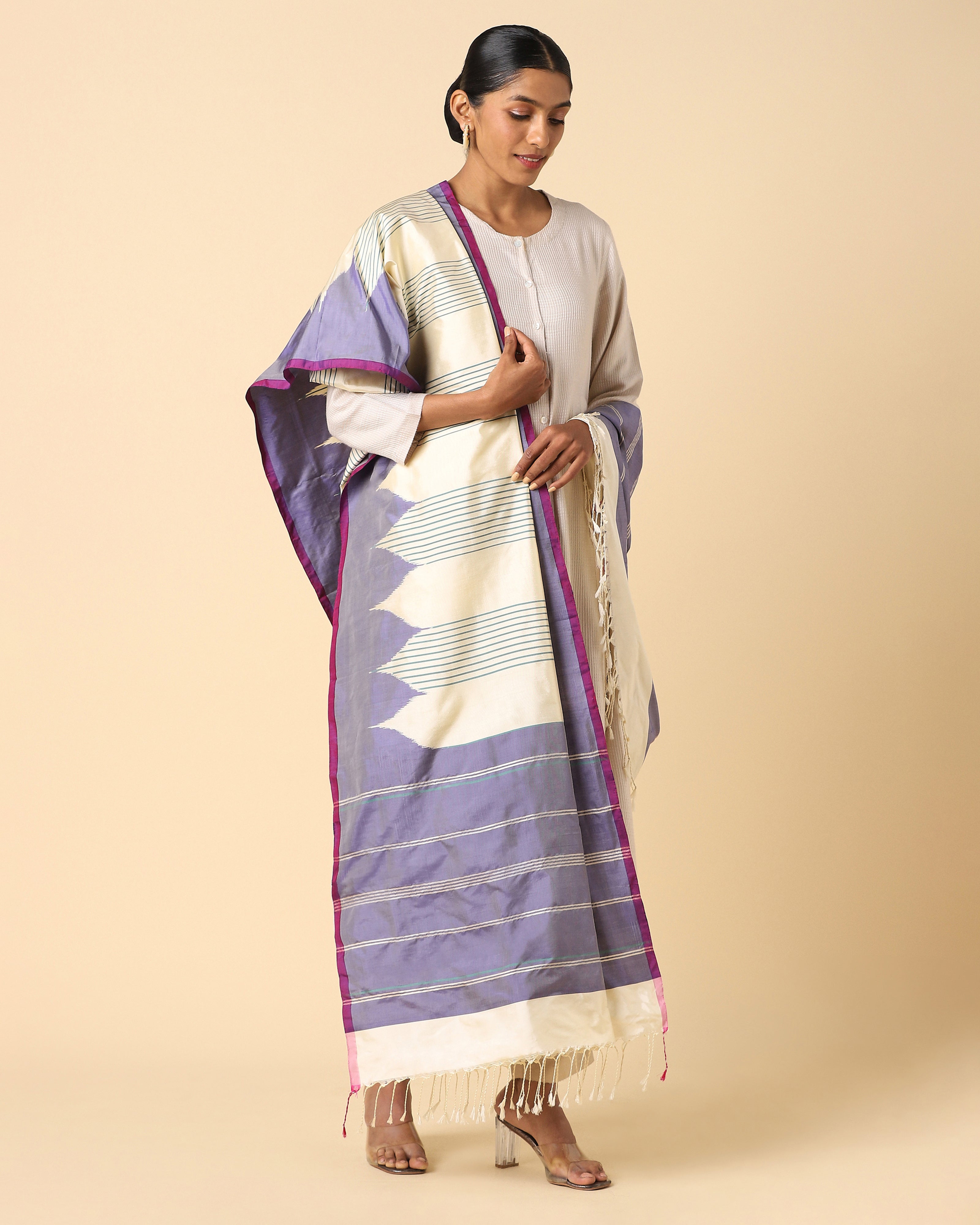 Mumtaz Pochampally Weft Ikat Silk Dupatta