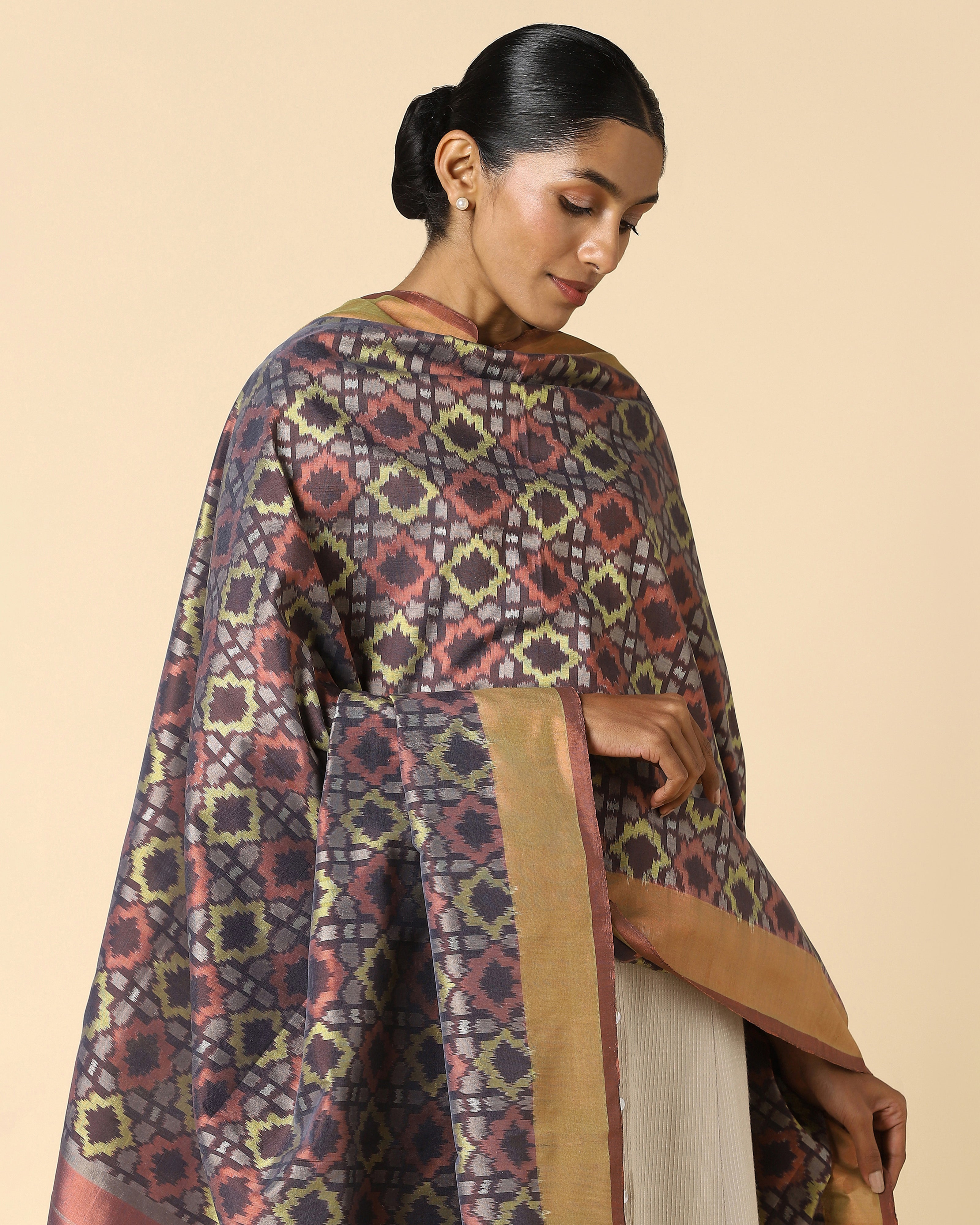 Rio Pochampally Weft Ikat Cotton Silk Dupatta