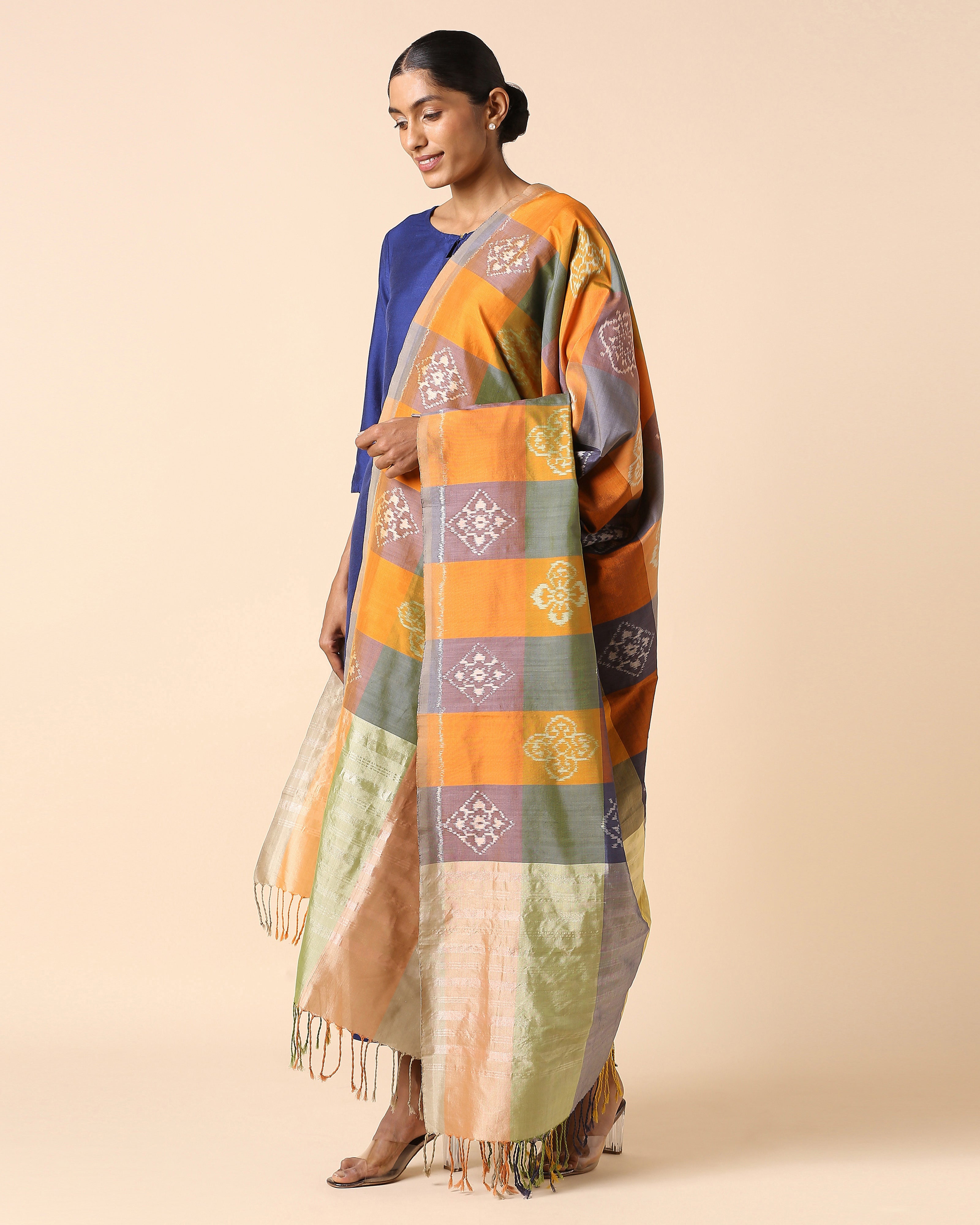 Punya Pochampally Weft Ikat Cotton Silk Dupatta