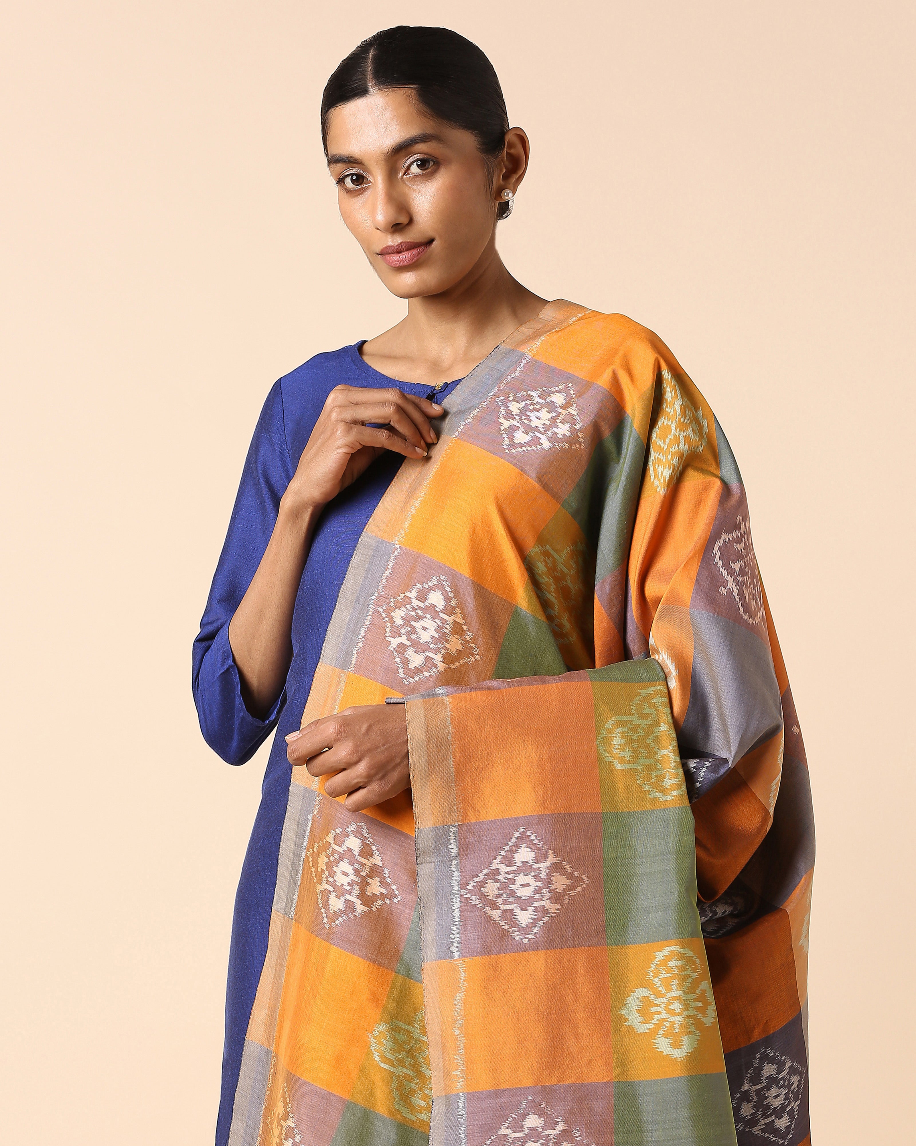 Punya Pochampally Weft Ikat Cotton Silk Dupatta