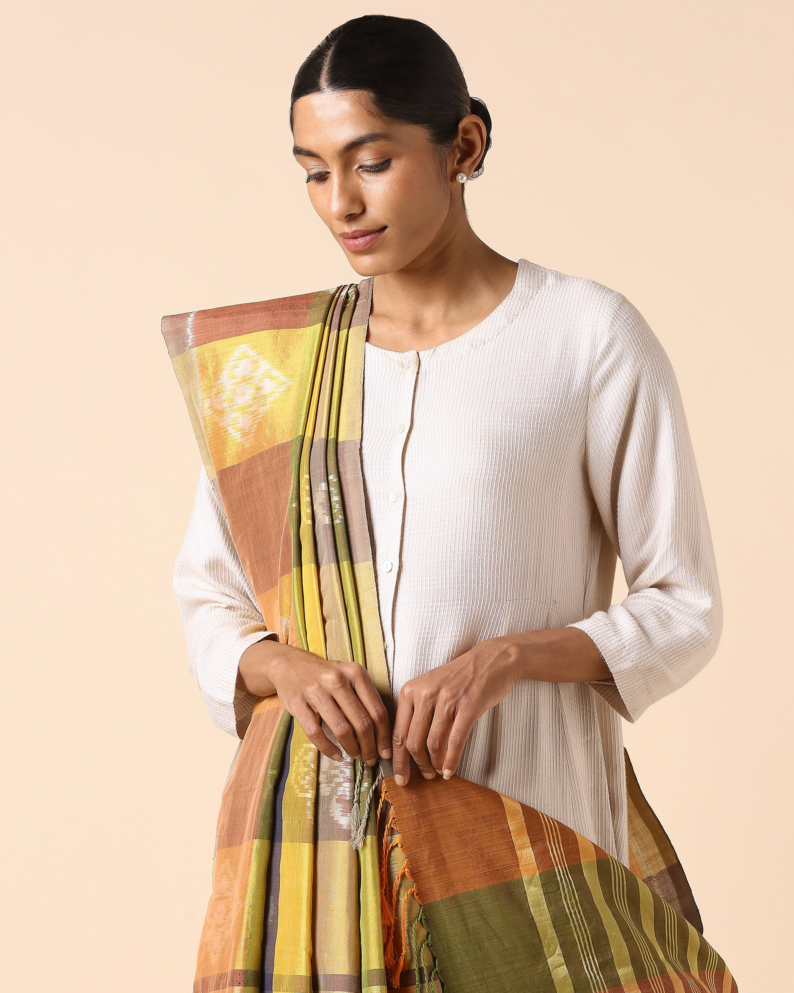 Punya Pochampally Weft Ikat Cotton Silk Dupatta