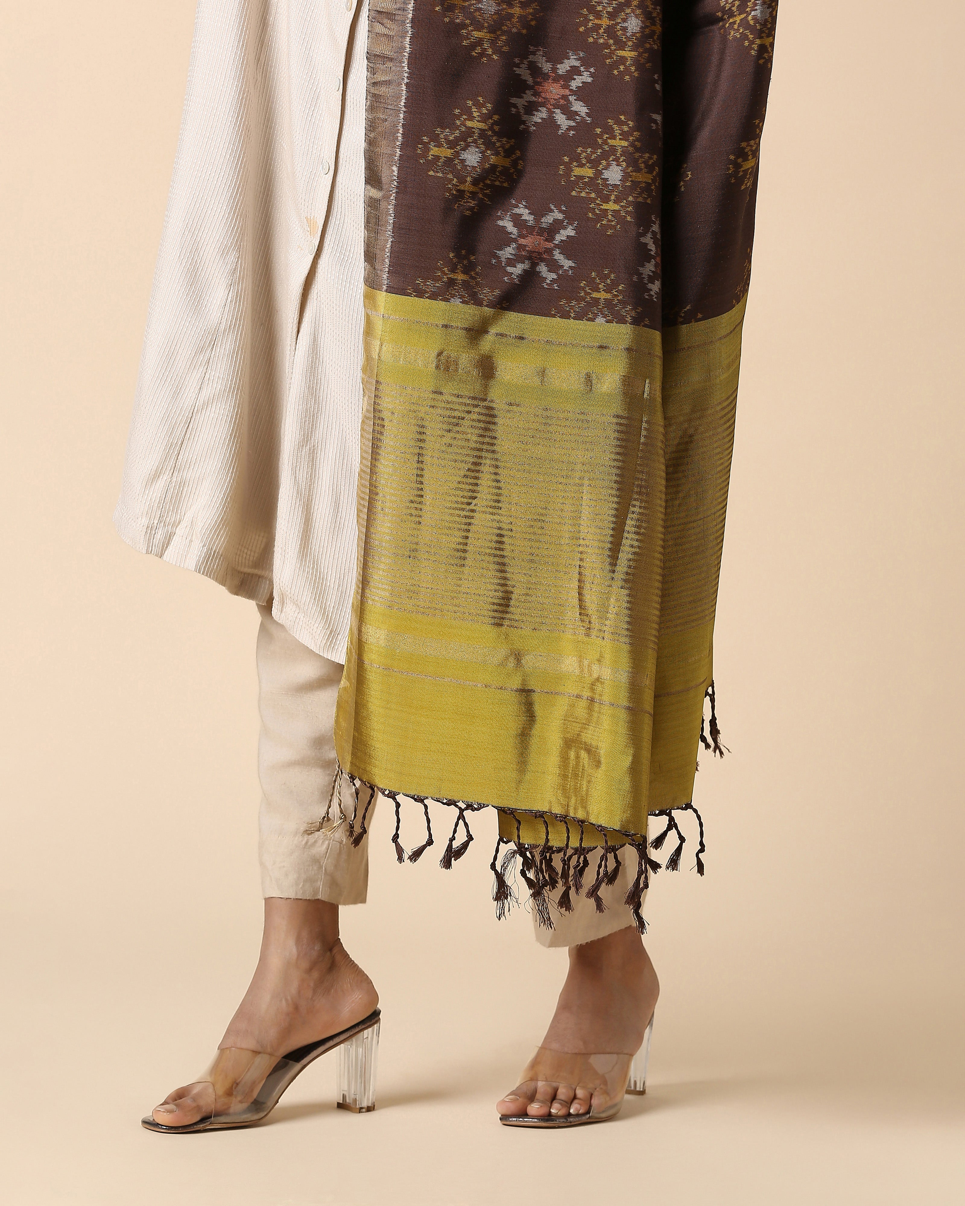 Krisha Pochampally Weft Ikat Silk Dupatta