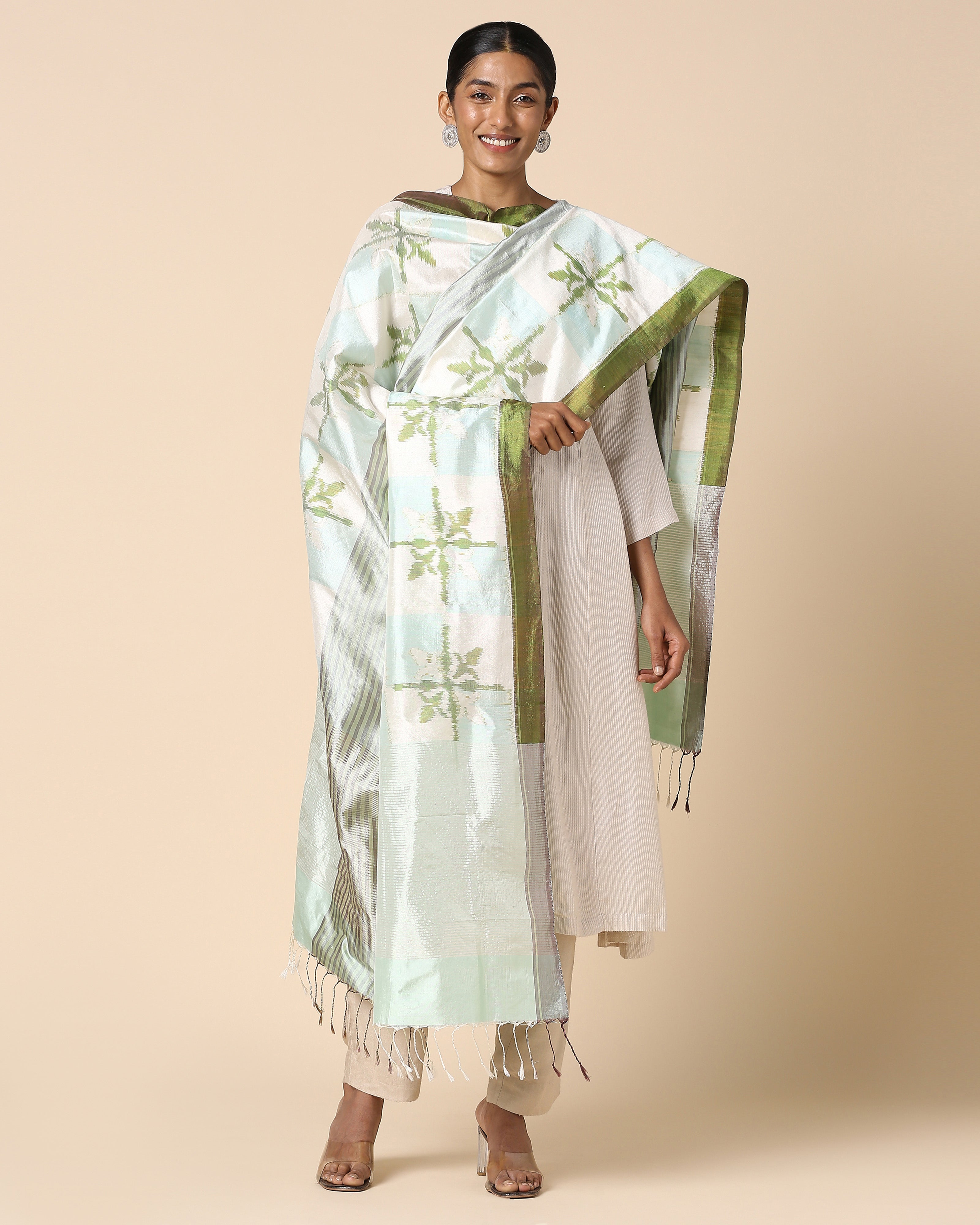 Sayora Pochampally Weft Ikat Silk Dupatta