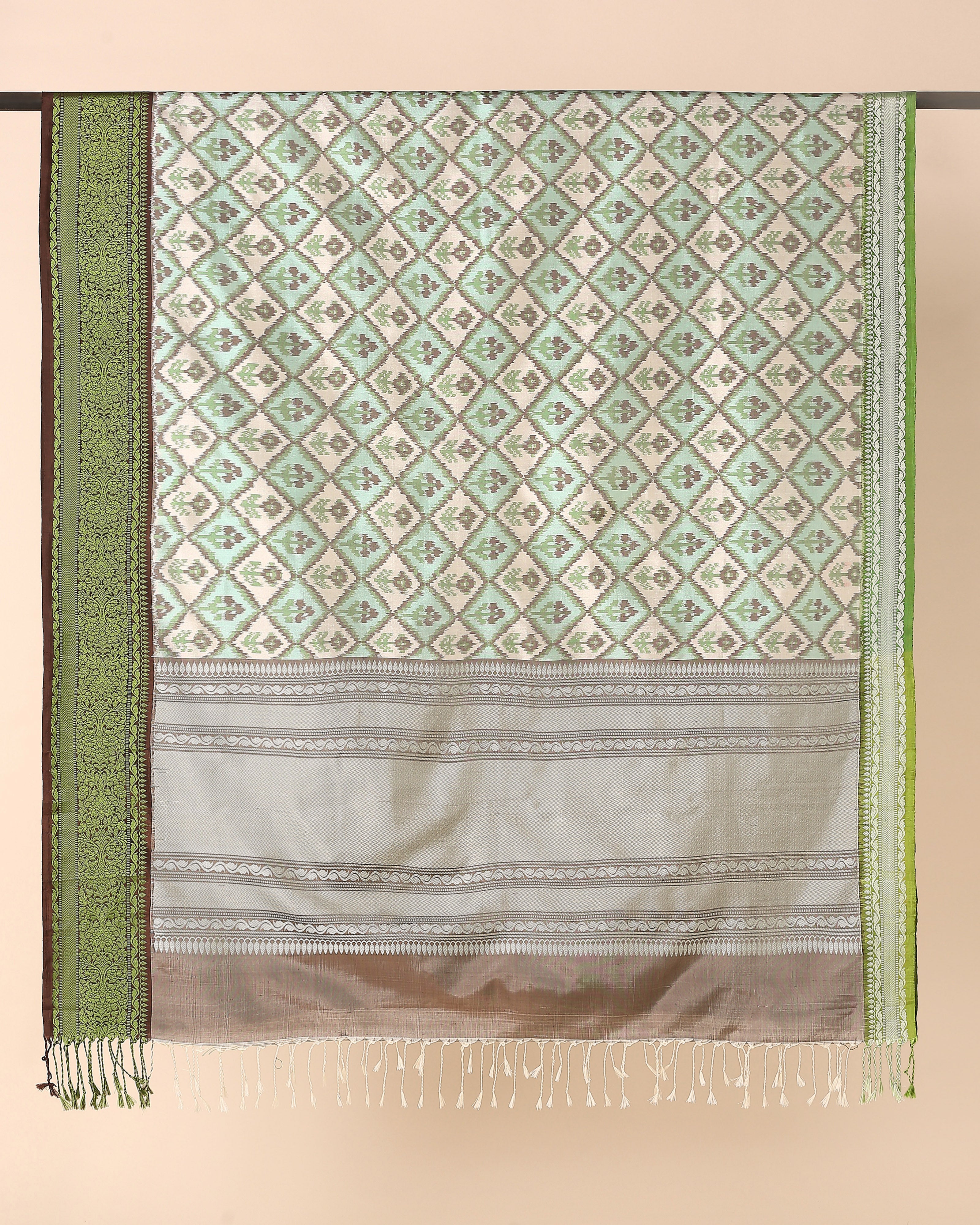 Minda Pochampally Weft Ikat Silk Dupatta