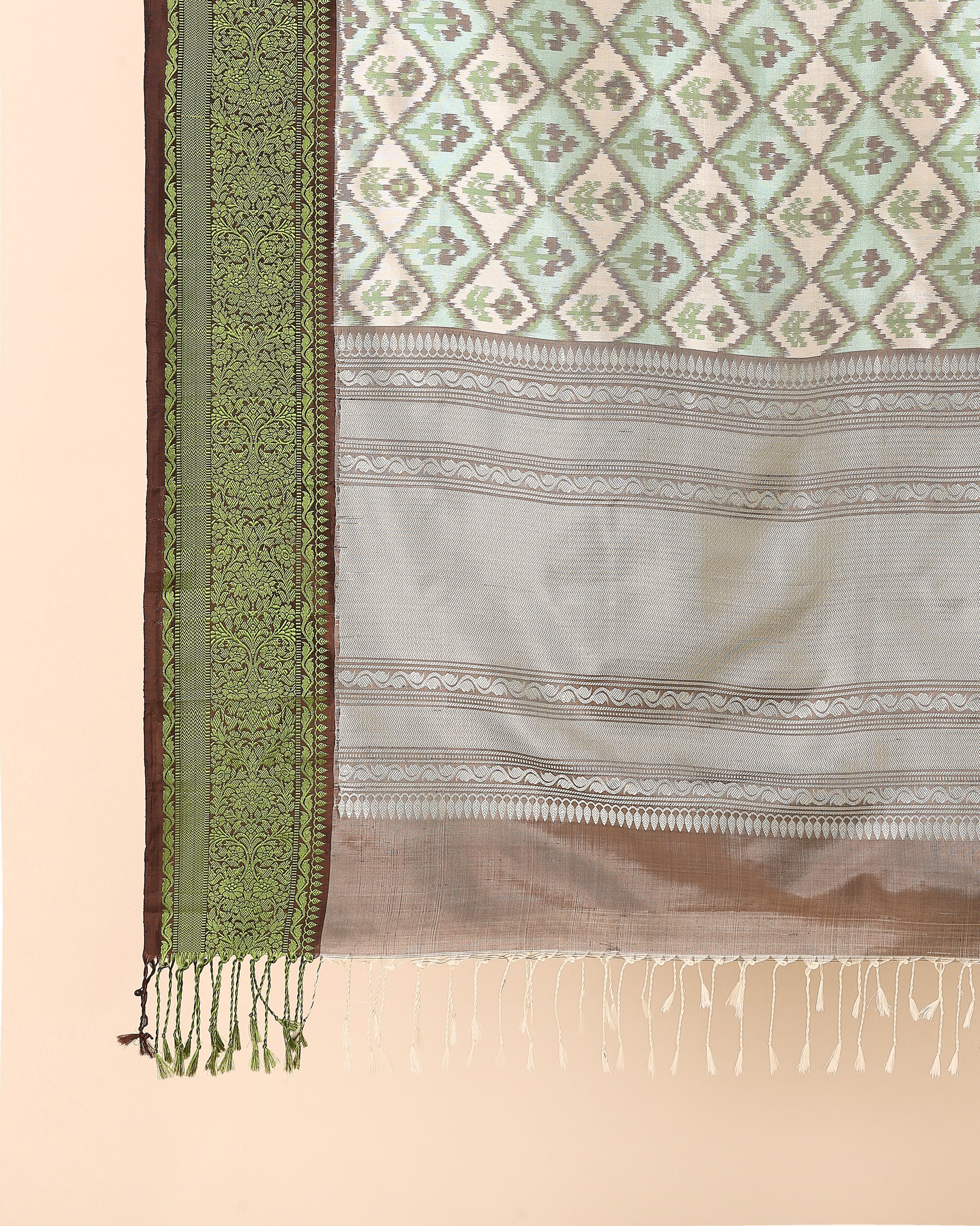 Minda Pochampally Weft Ikat Silk Dupatta