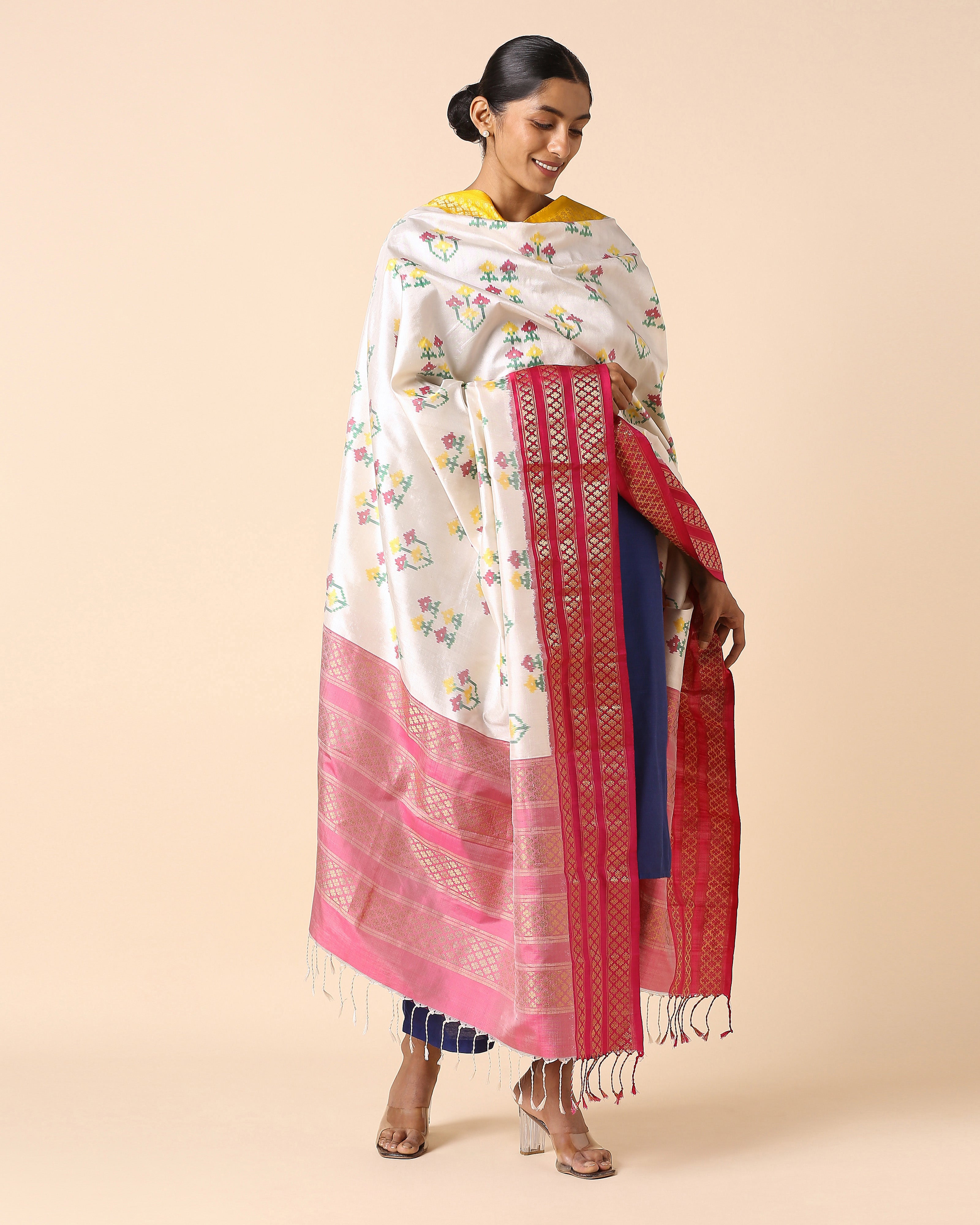 Navika Pochampally Weft Ikat Silk Dupatta