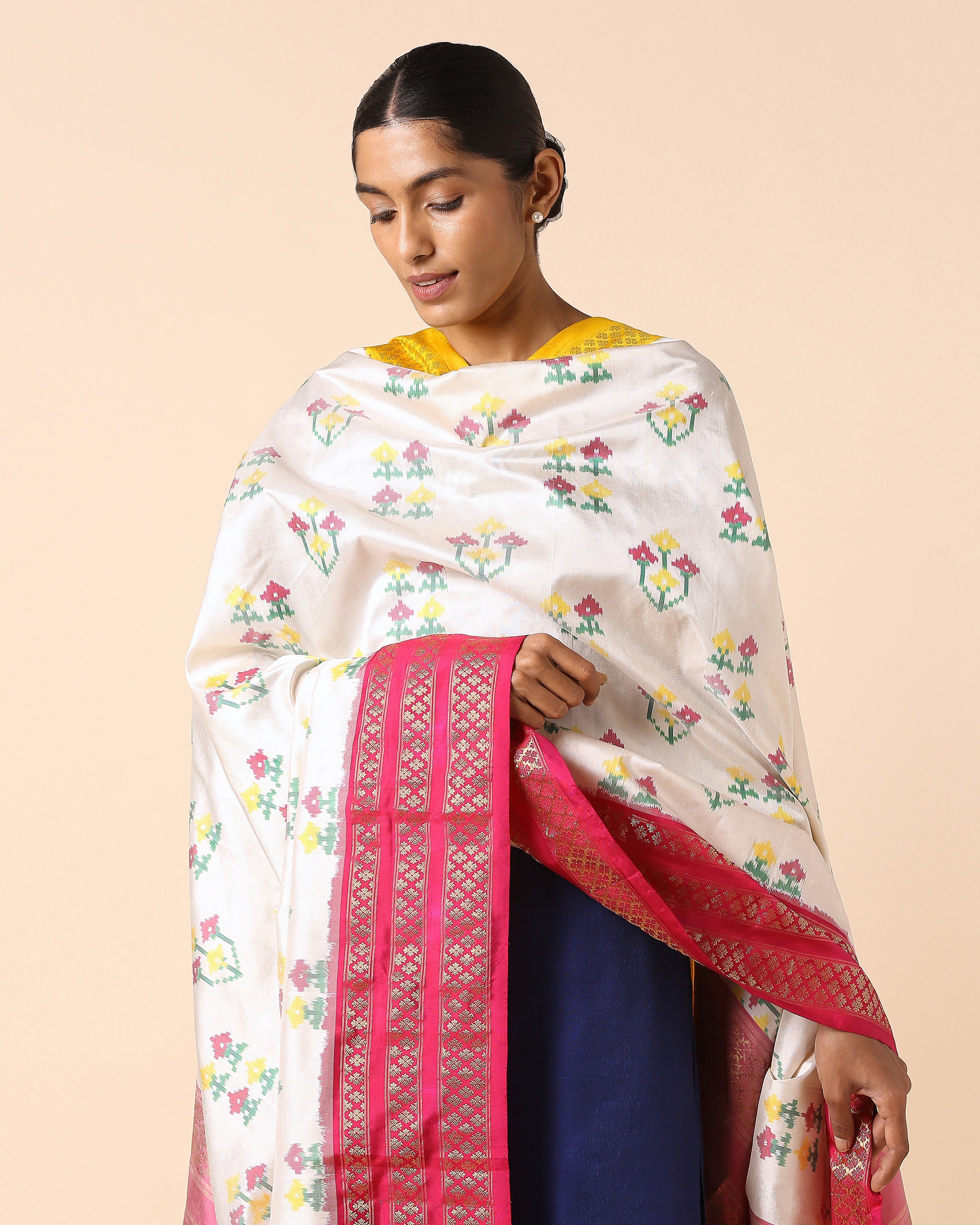 Navika Pochampally Weft Ikat Silk Dupatta