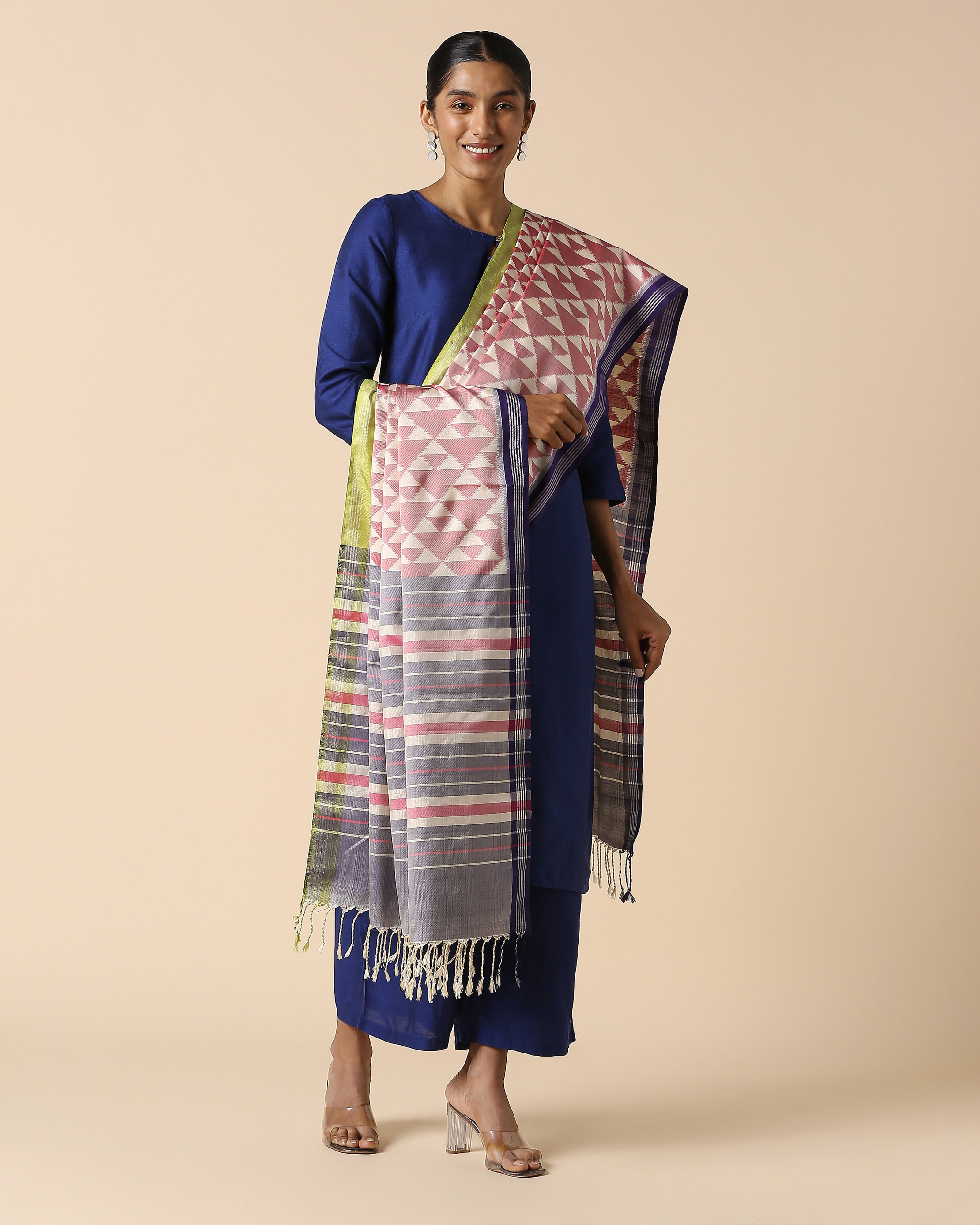 Jini Pochampally Weft Ikat Silk Dupatta