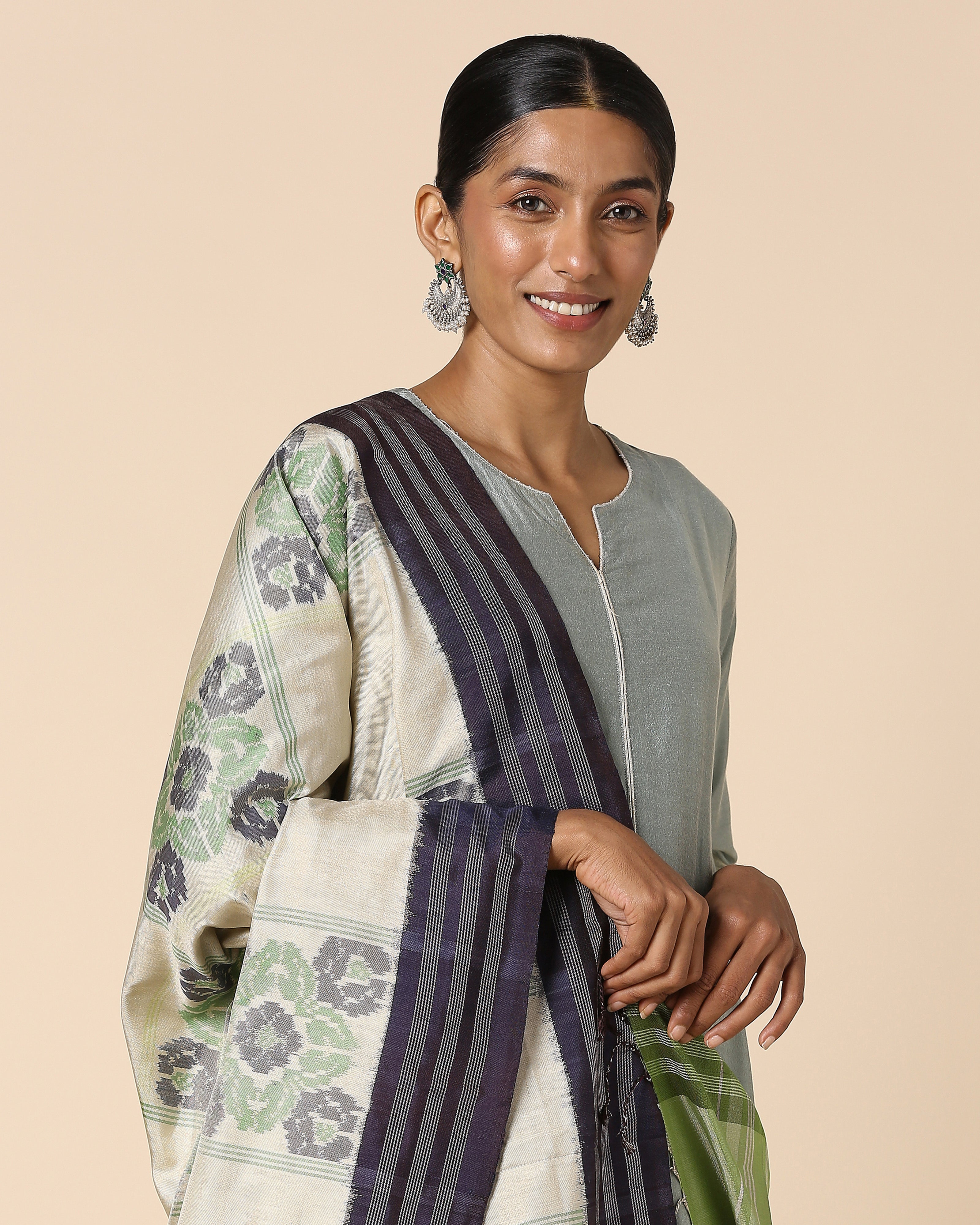 Meha Pochampally Weft Ikat Silk Dupatta