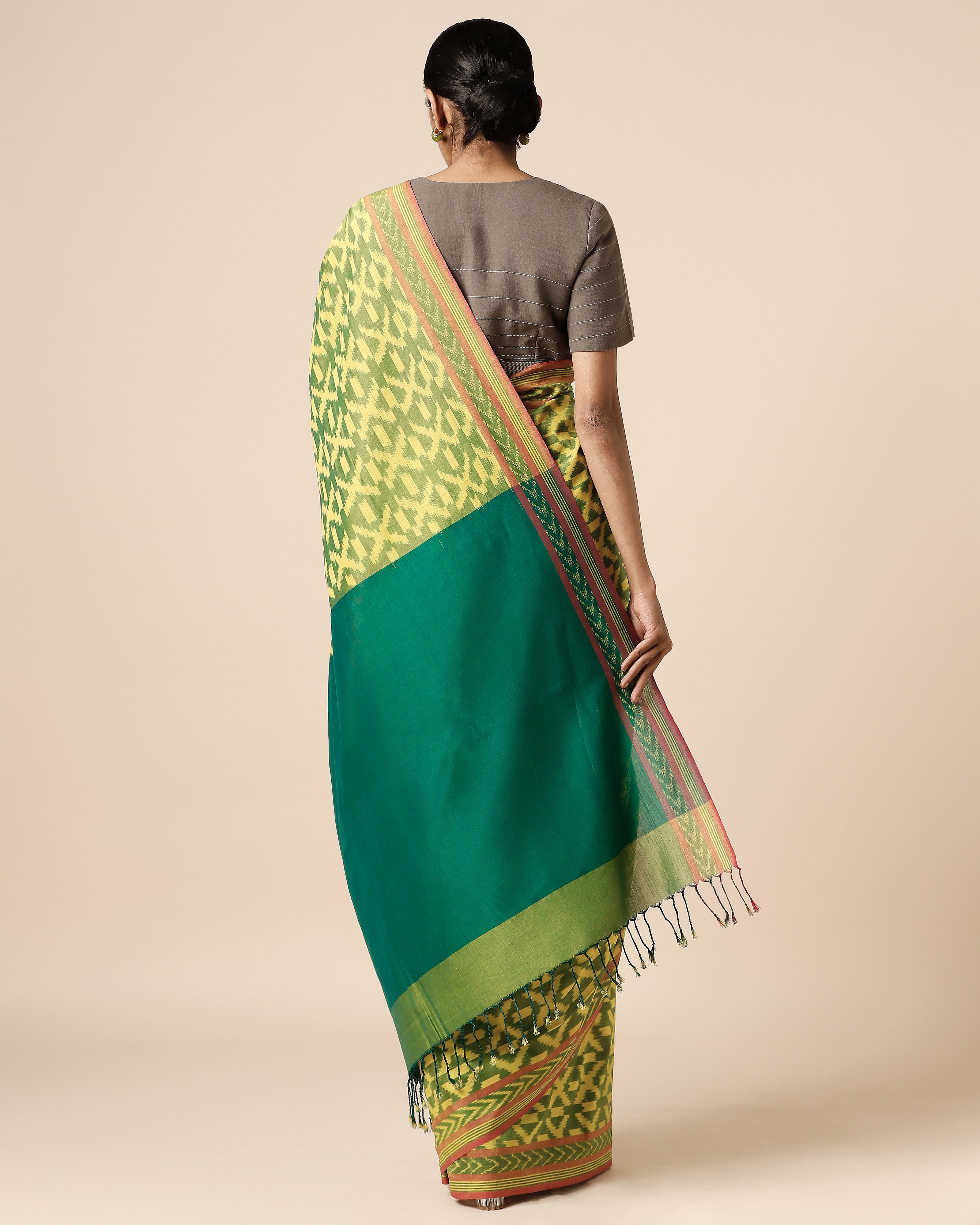 Basilia Pochampally Warp Ikat Cotton Saree