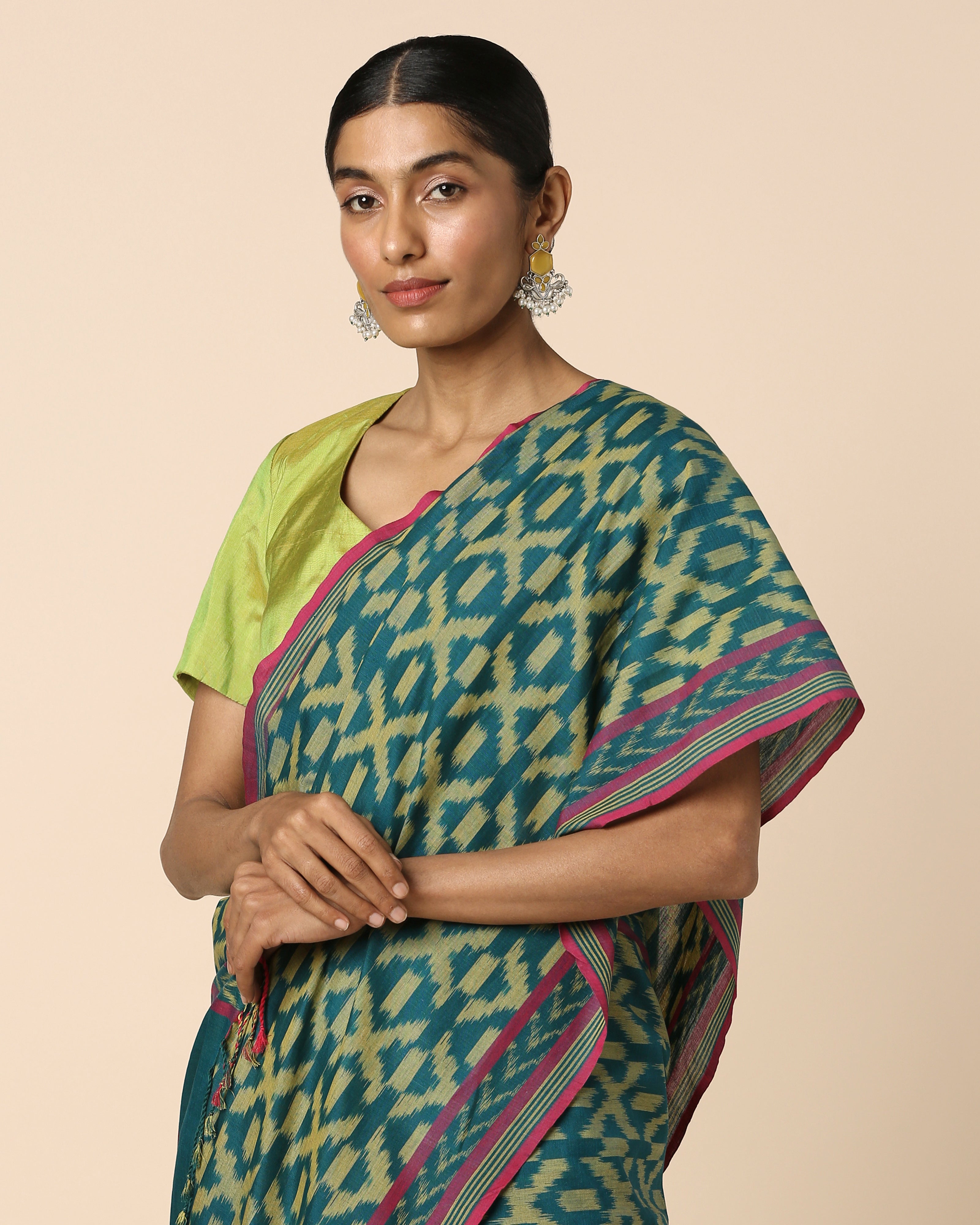 Basilia Pochampally Warp Ikat Cotton Saree