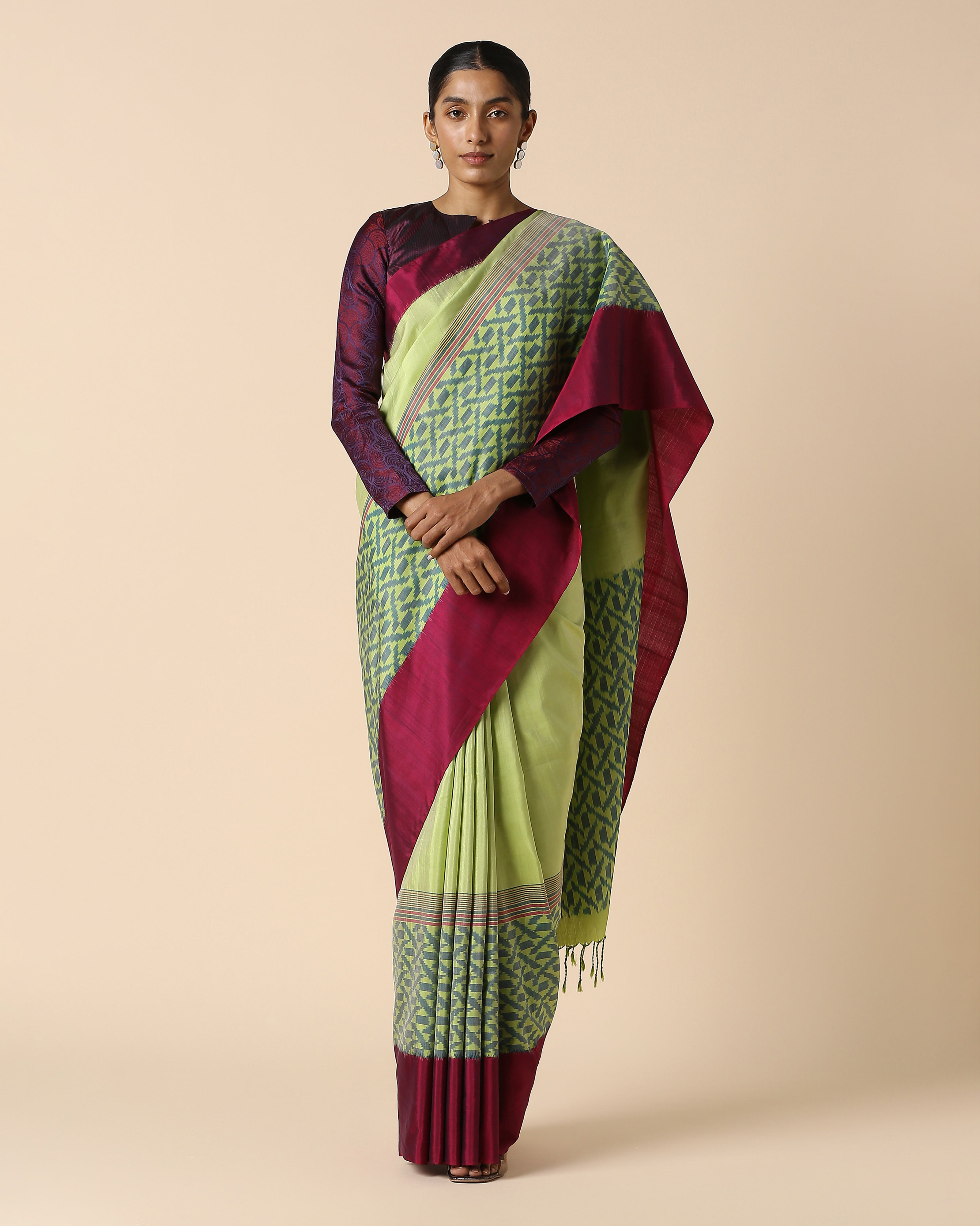 Cyra Pochampally Warp Ikat Cotton Saree