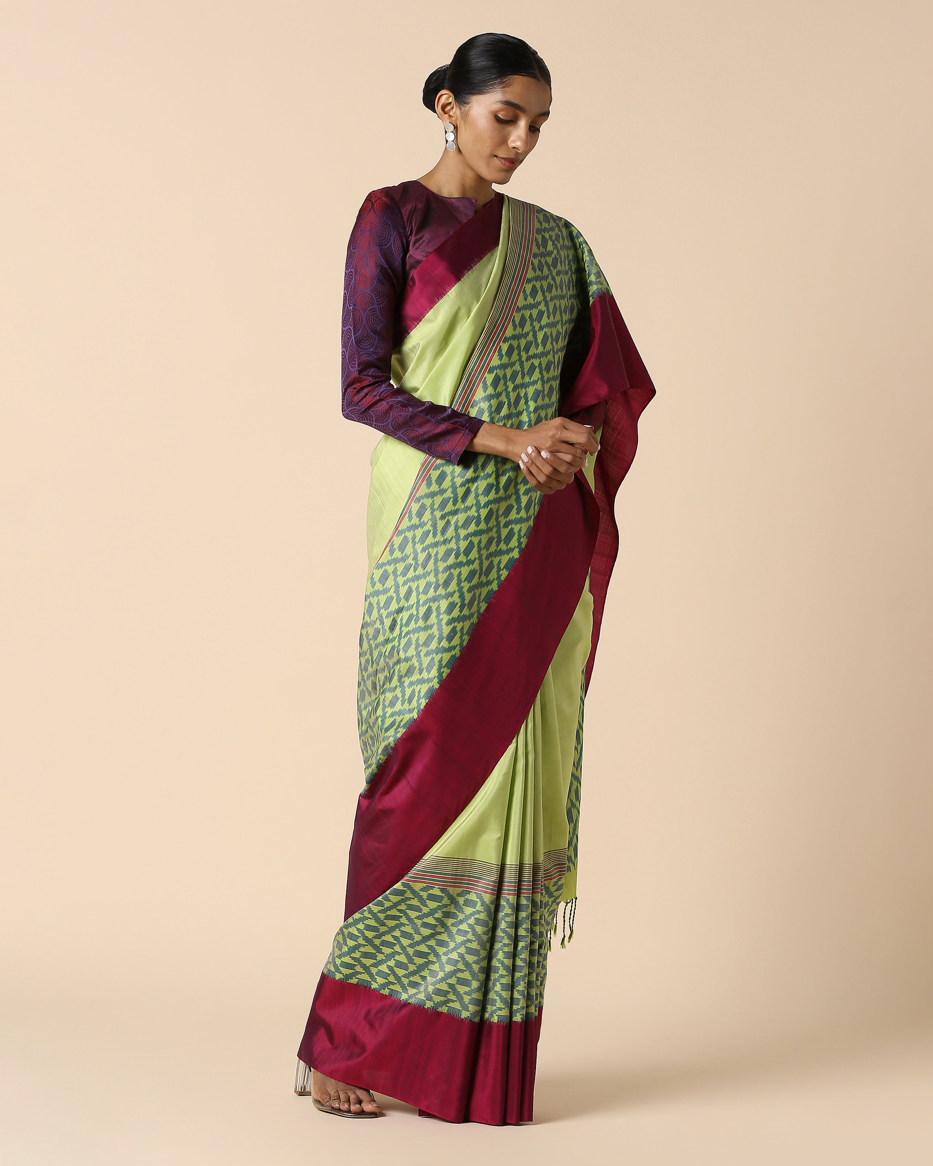 Cyra Pochampally Warp Ikat Cotton Saree