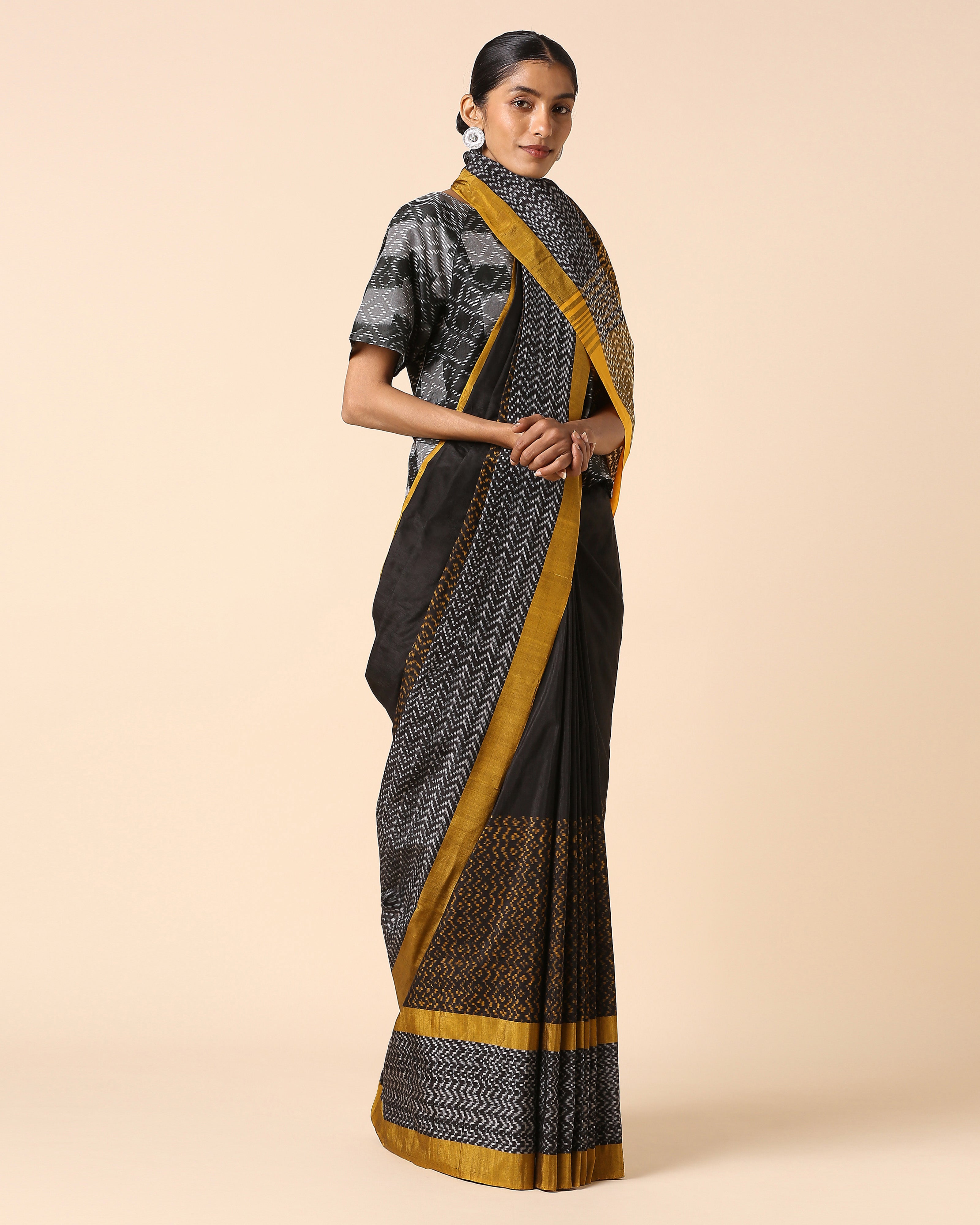 Damaris Pochampally Warp Ikat Cotton Saree