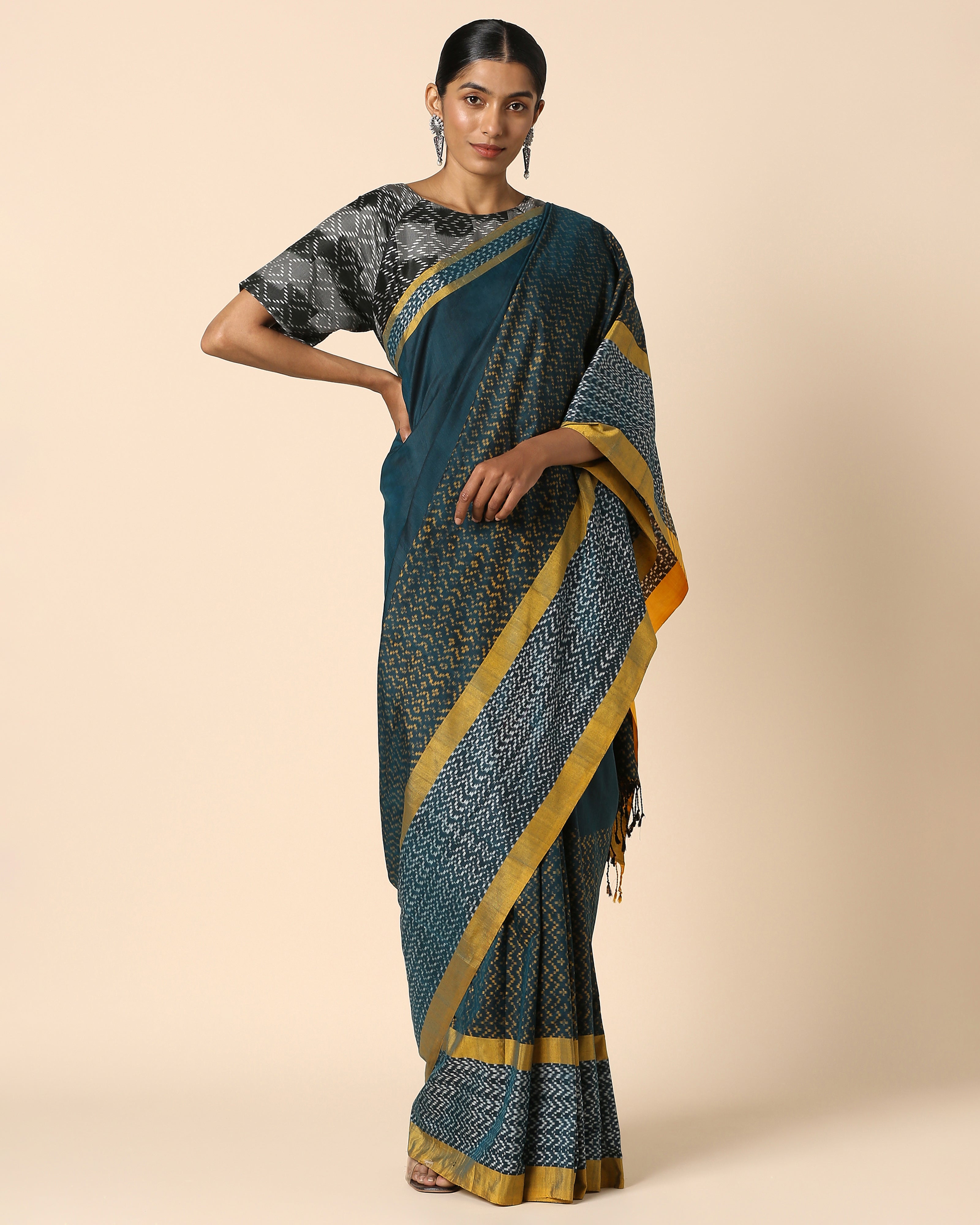Damaris Pochampally Warp Ikat Cotton Saree