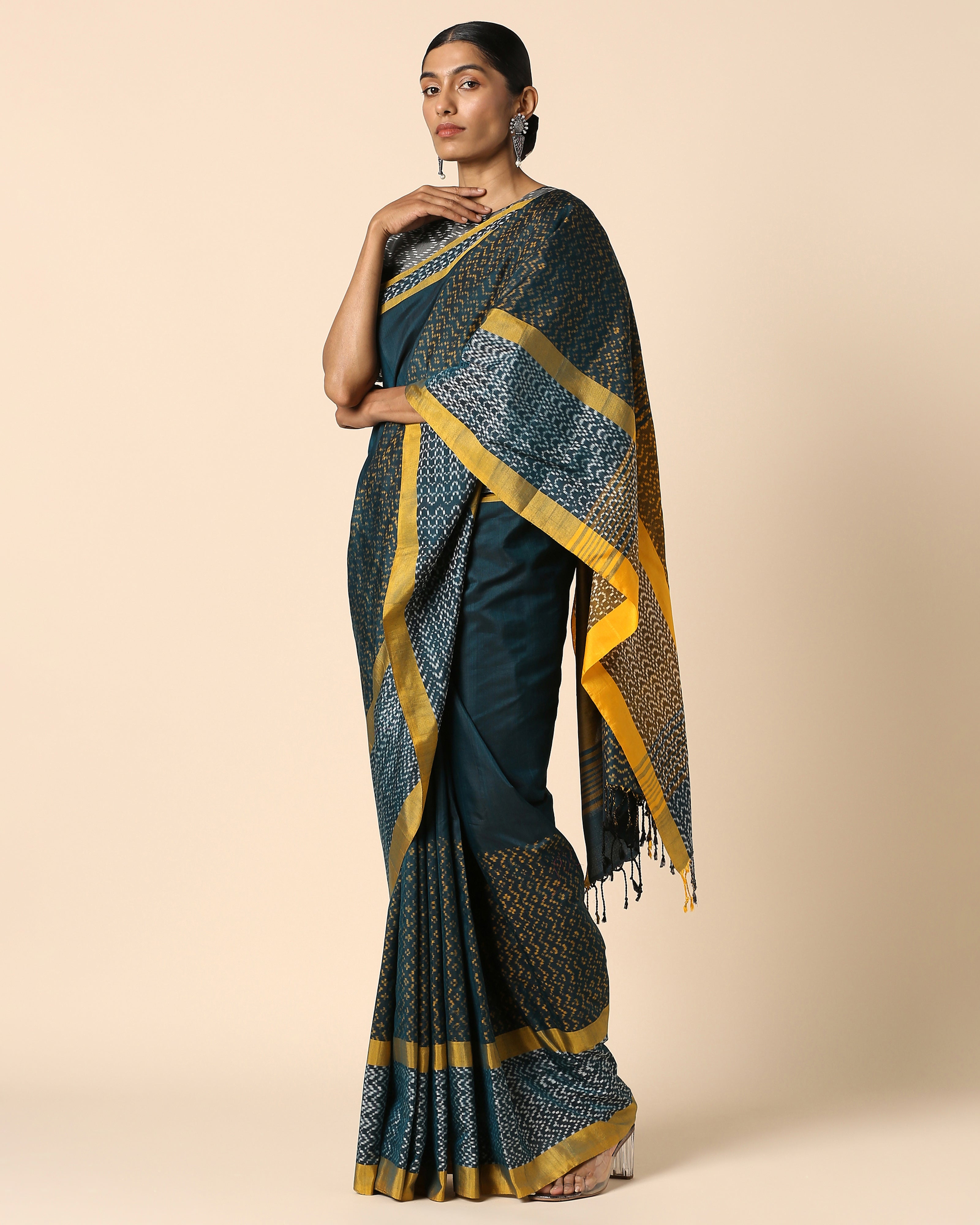 Damaris Pochampally Warp Ikat Cotton Saree