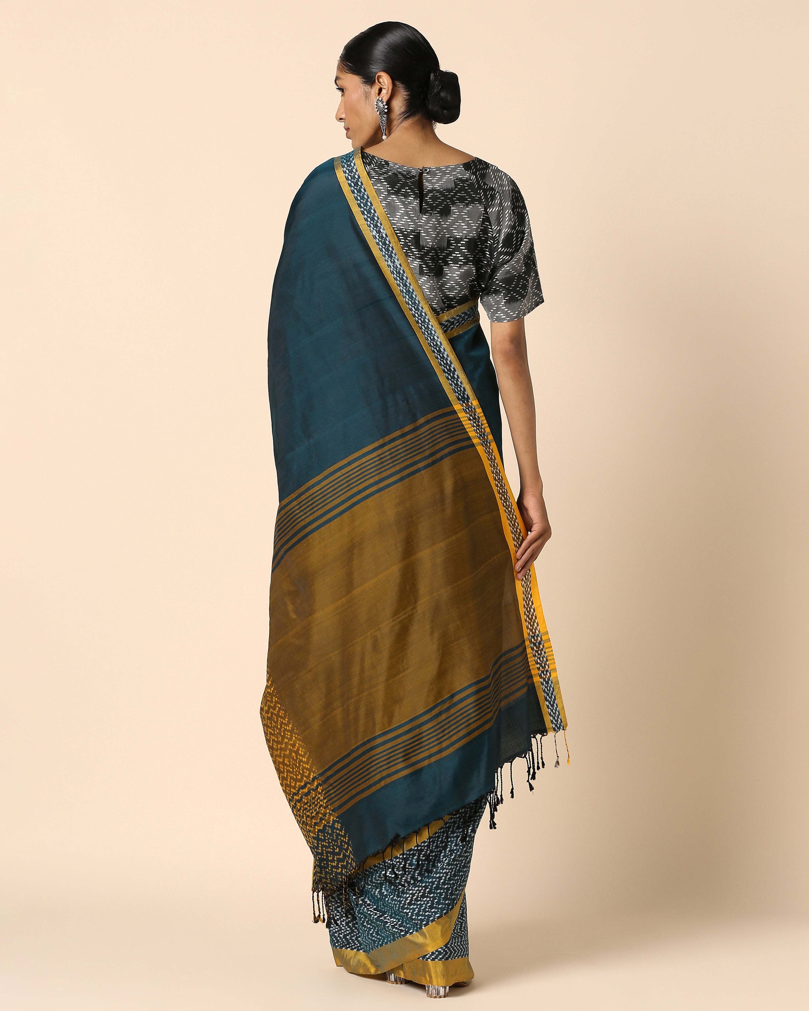 Damaris Pochampally Warp Ikat Cotton Saree