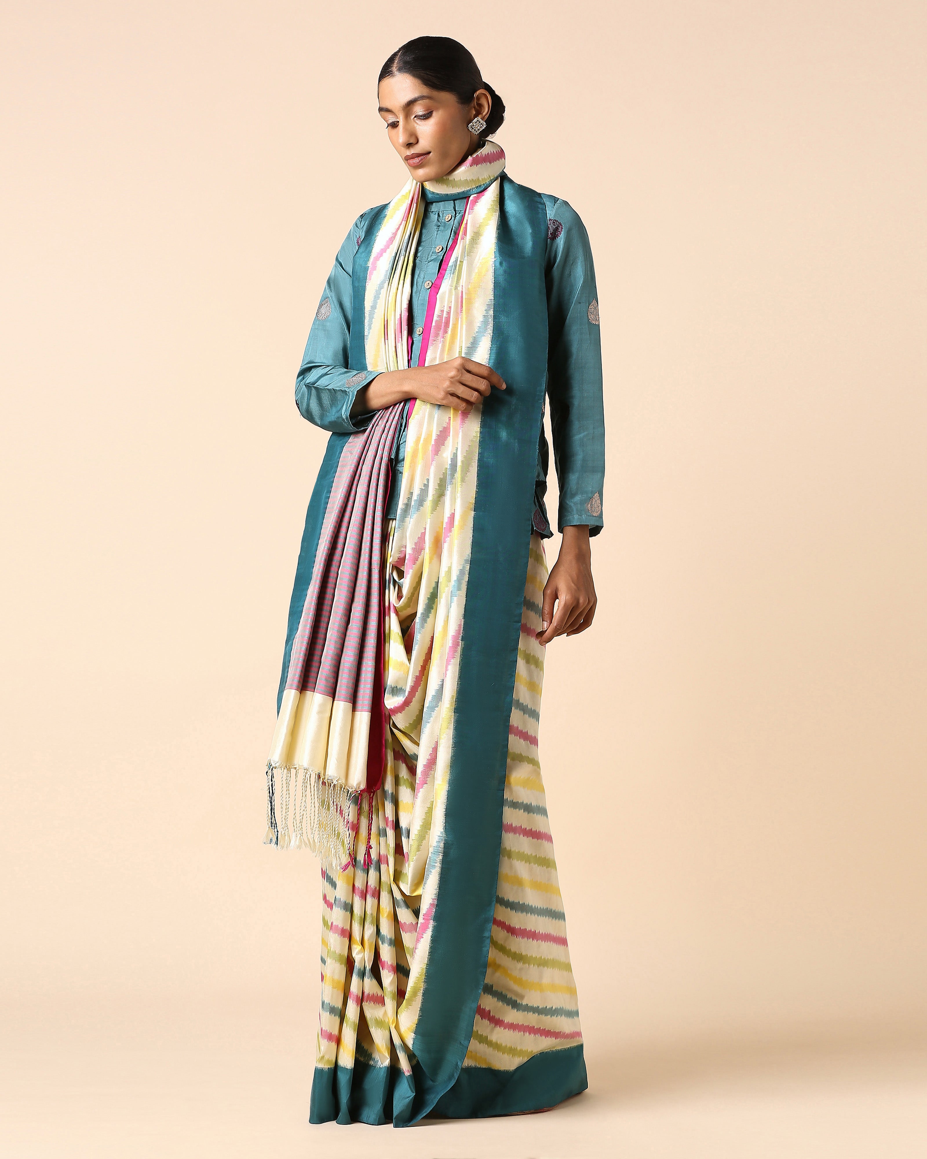 Davina Pochampally Weft Ikat Silk Saree