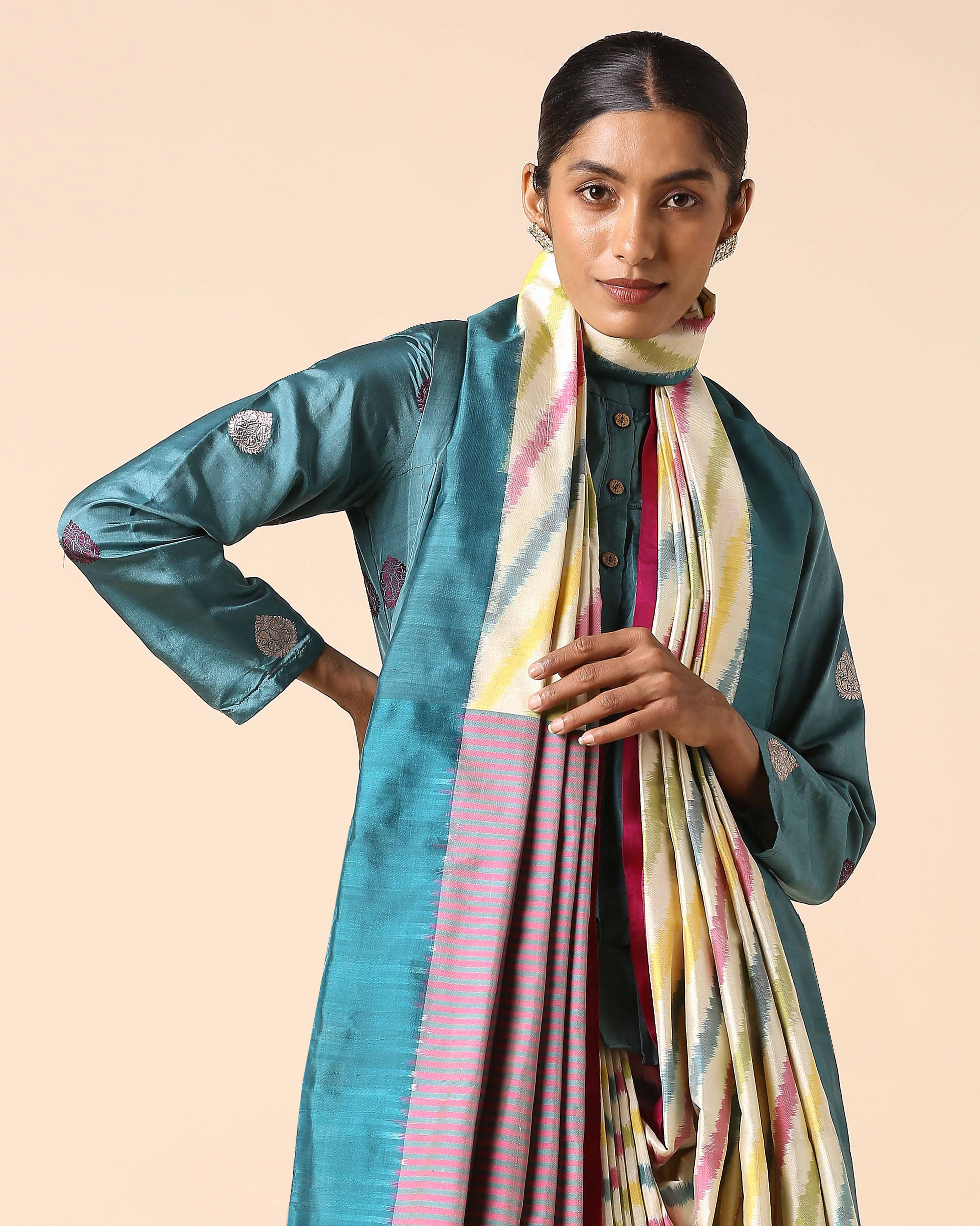 Davina Pochampally Weft Ikat Silk Saree