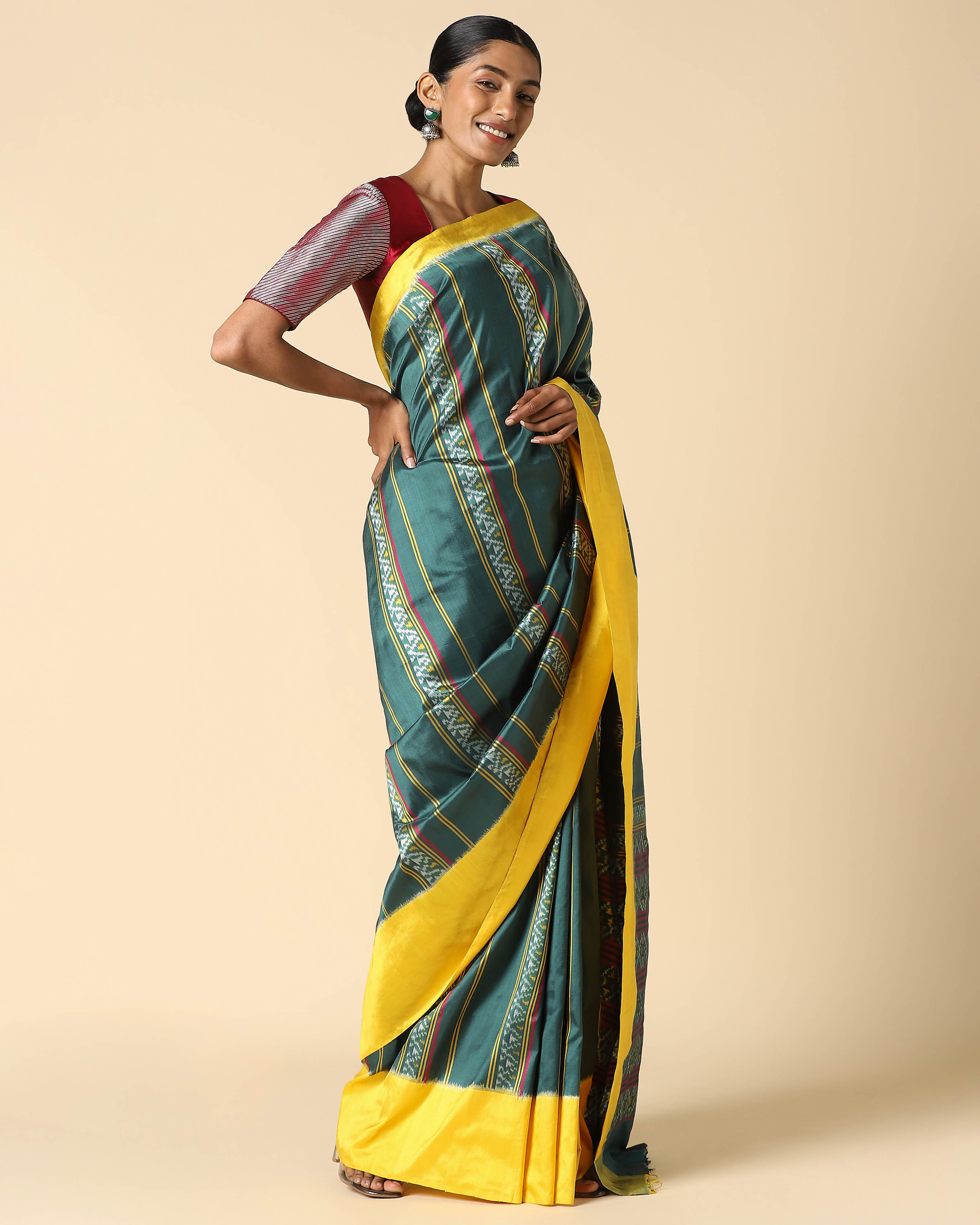 Ezri Pochampally Weft Ikat Silk Saree